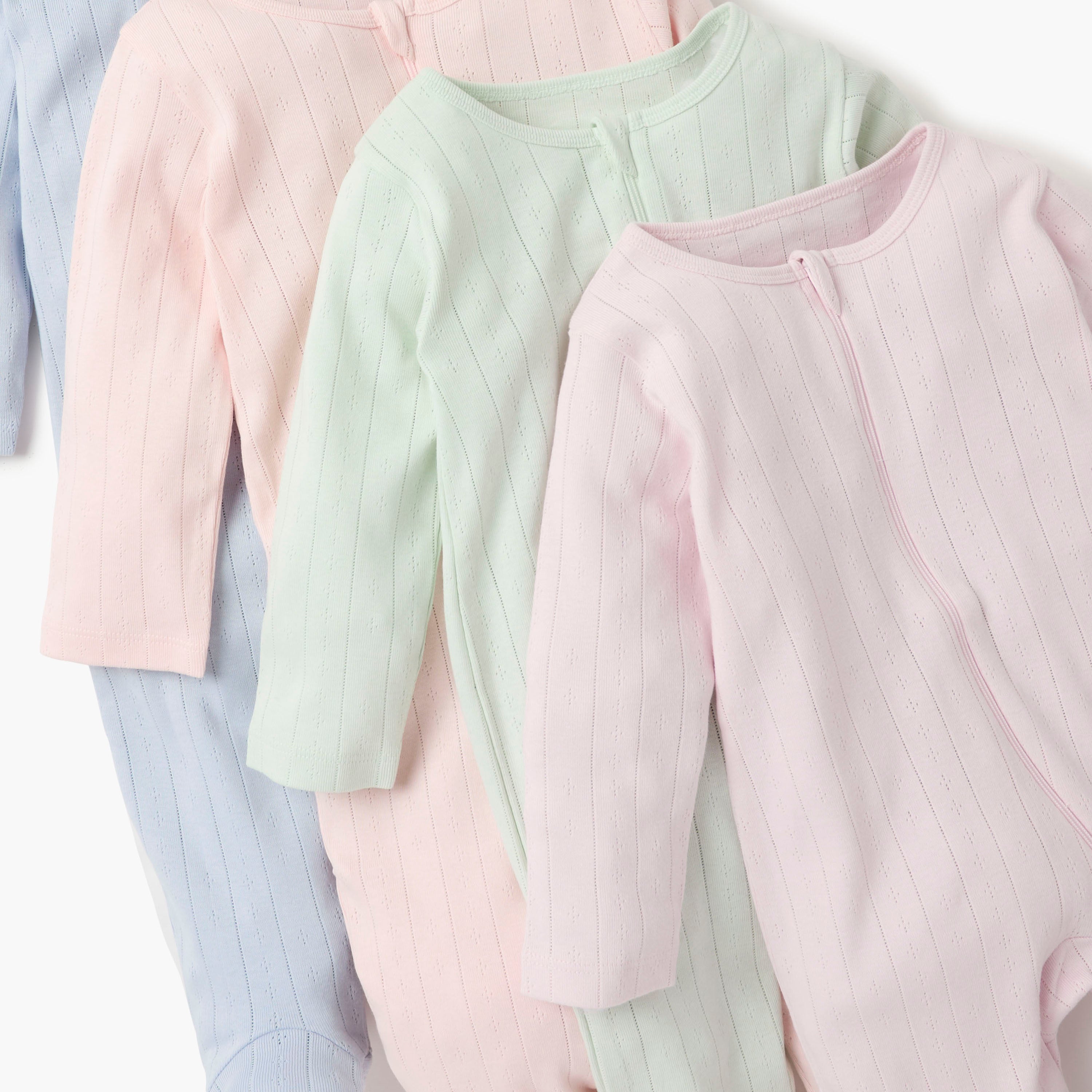 Juniors Striped Closed Feet Sleepsuit with Long Sleeves - Set of 7