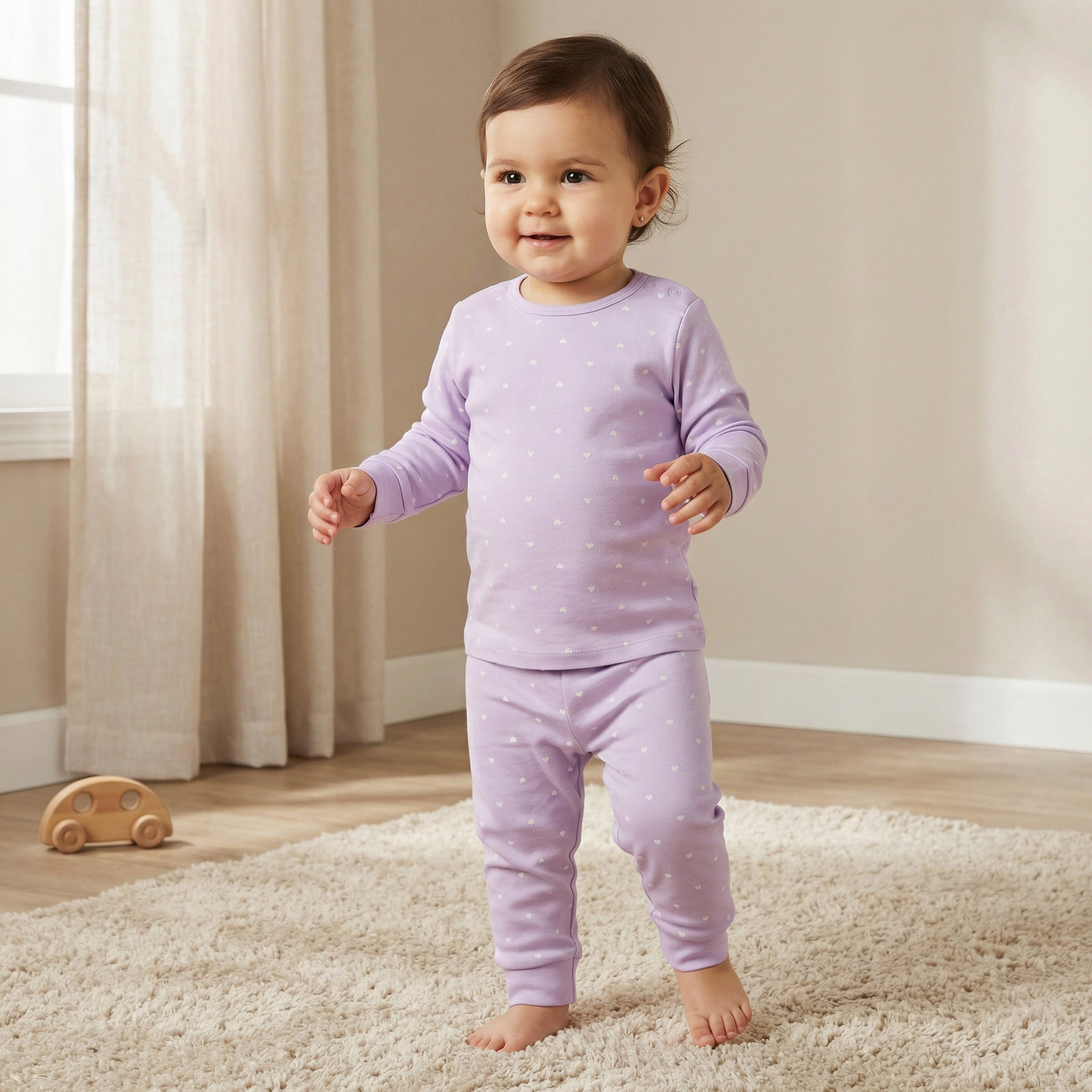 Juniors Heart Print T-shirt and Pyjama Set
