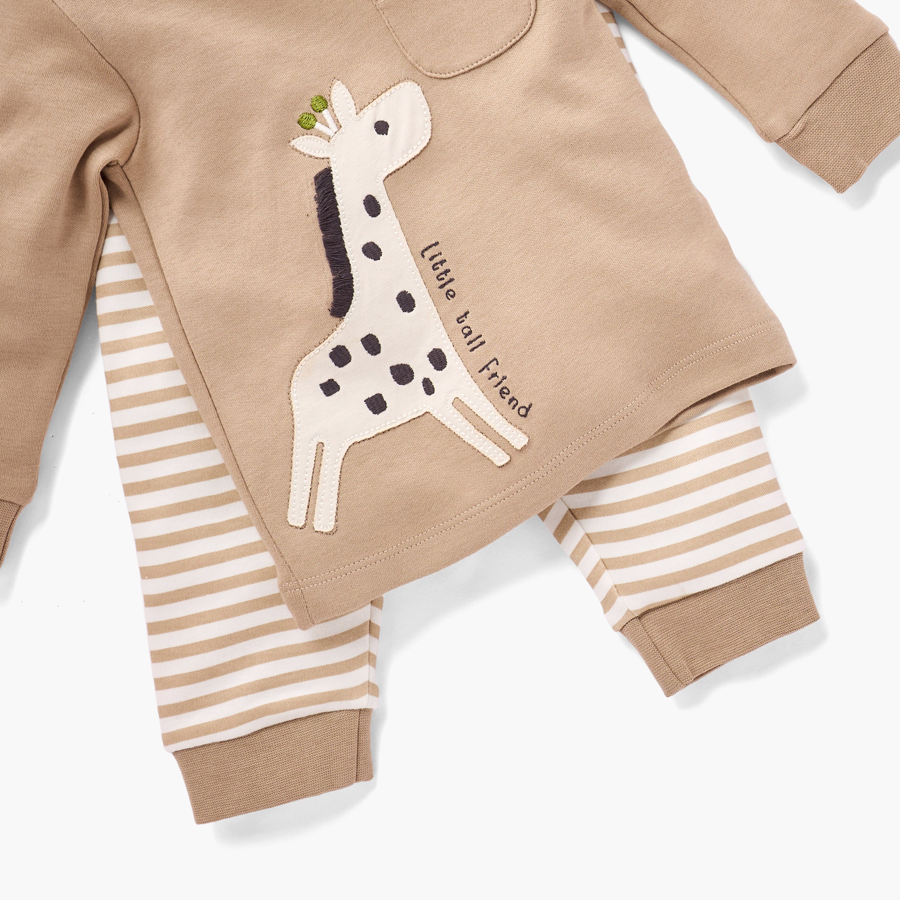 Juniors Giraffe Applique T-shirt and Striped Pyjama Set
