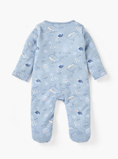 Juniors Whale Print Sleepsuit with Zip Closure and Long Sleeves-baby-boys-clothing-nightwear-sleepsuits-image-3