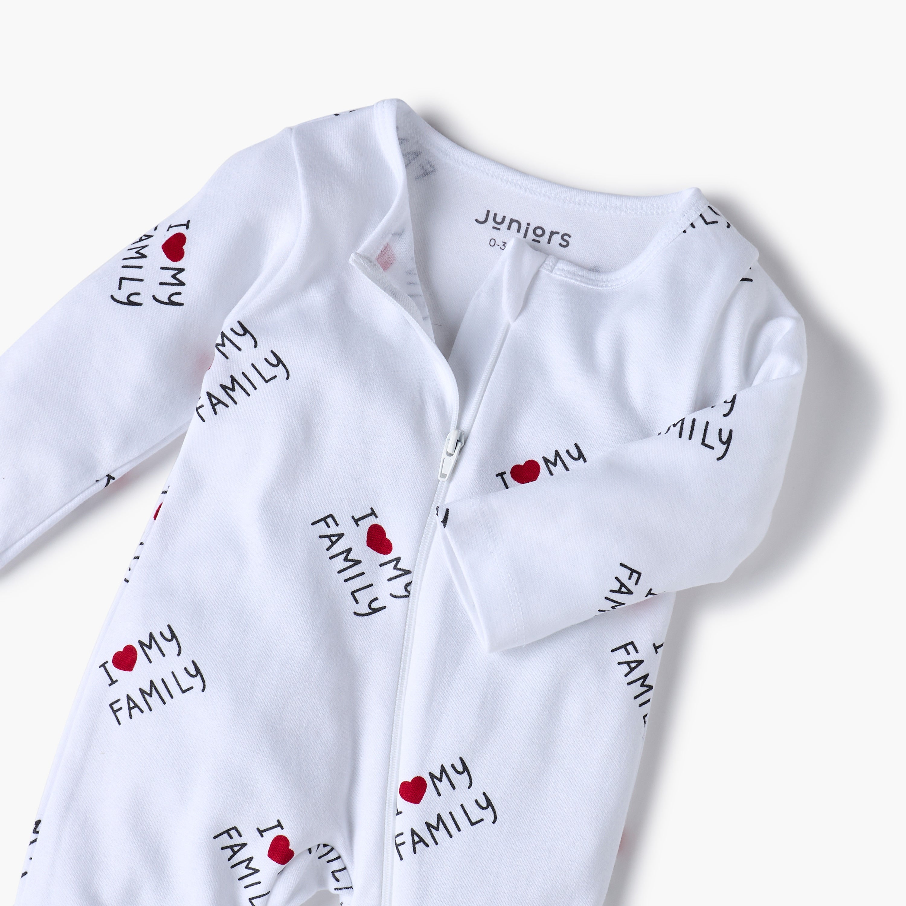 Juniors Printed Sleepsuit with Long Sleeves and Zip Closure