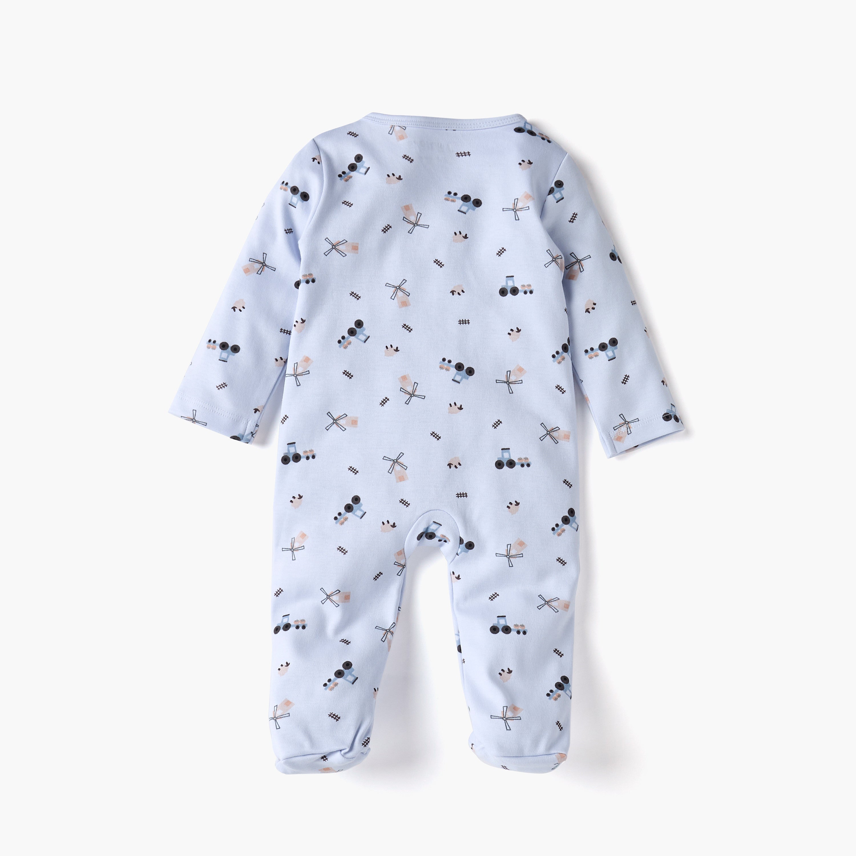 Juniors Printed Sleepsuit with Long Sleeves and Zip Closure
