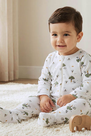 Juniors All-Over Print Closed Feet Sleepsuit with Long Sleeves