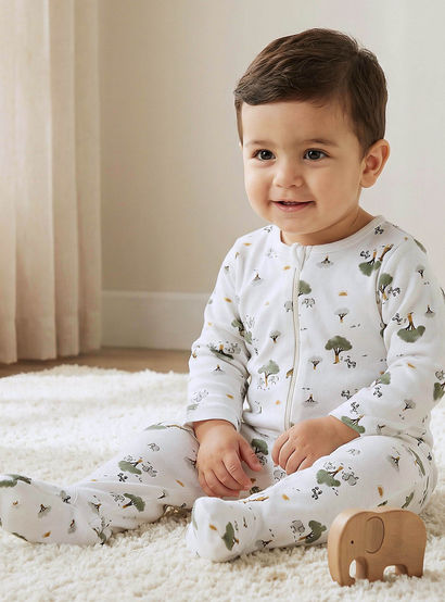 Juniors All-Over Print Closed Feet Sleepsuit with Long Sleeves-baby-boys-clothing-nightwear-sleepsuits-image-1
