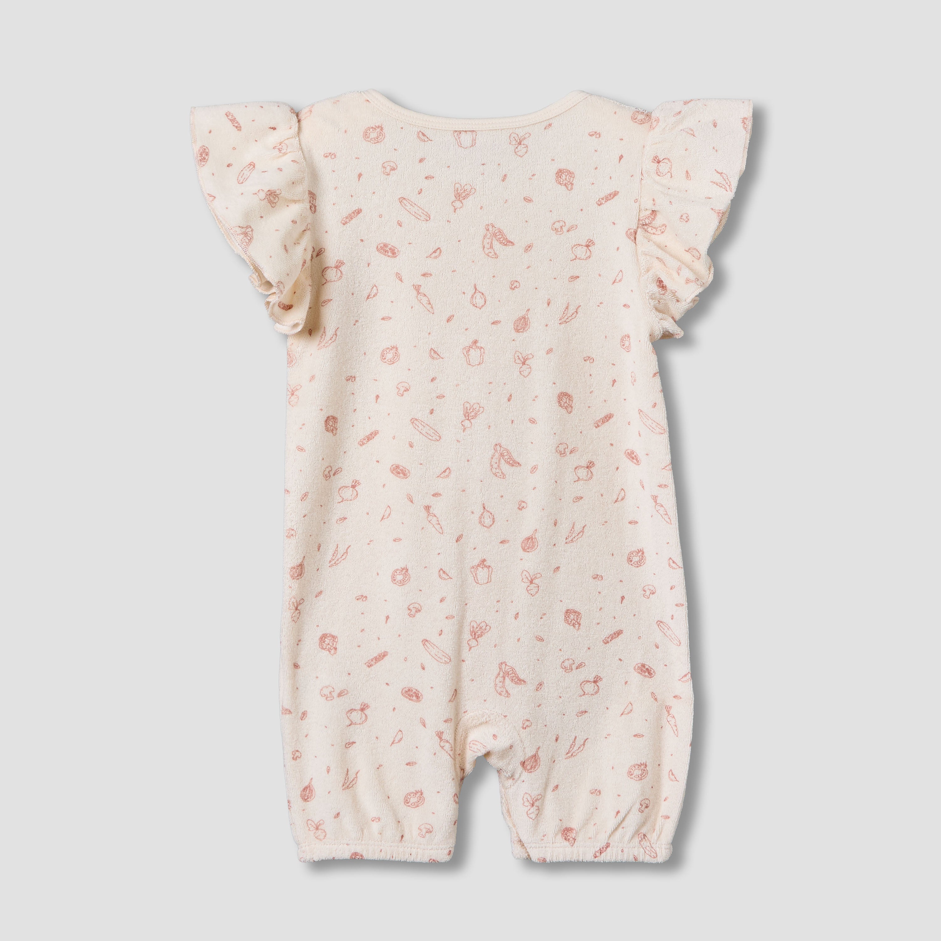 Juniors Round Neck Short Sleeves Romper with Vegetable Print