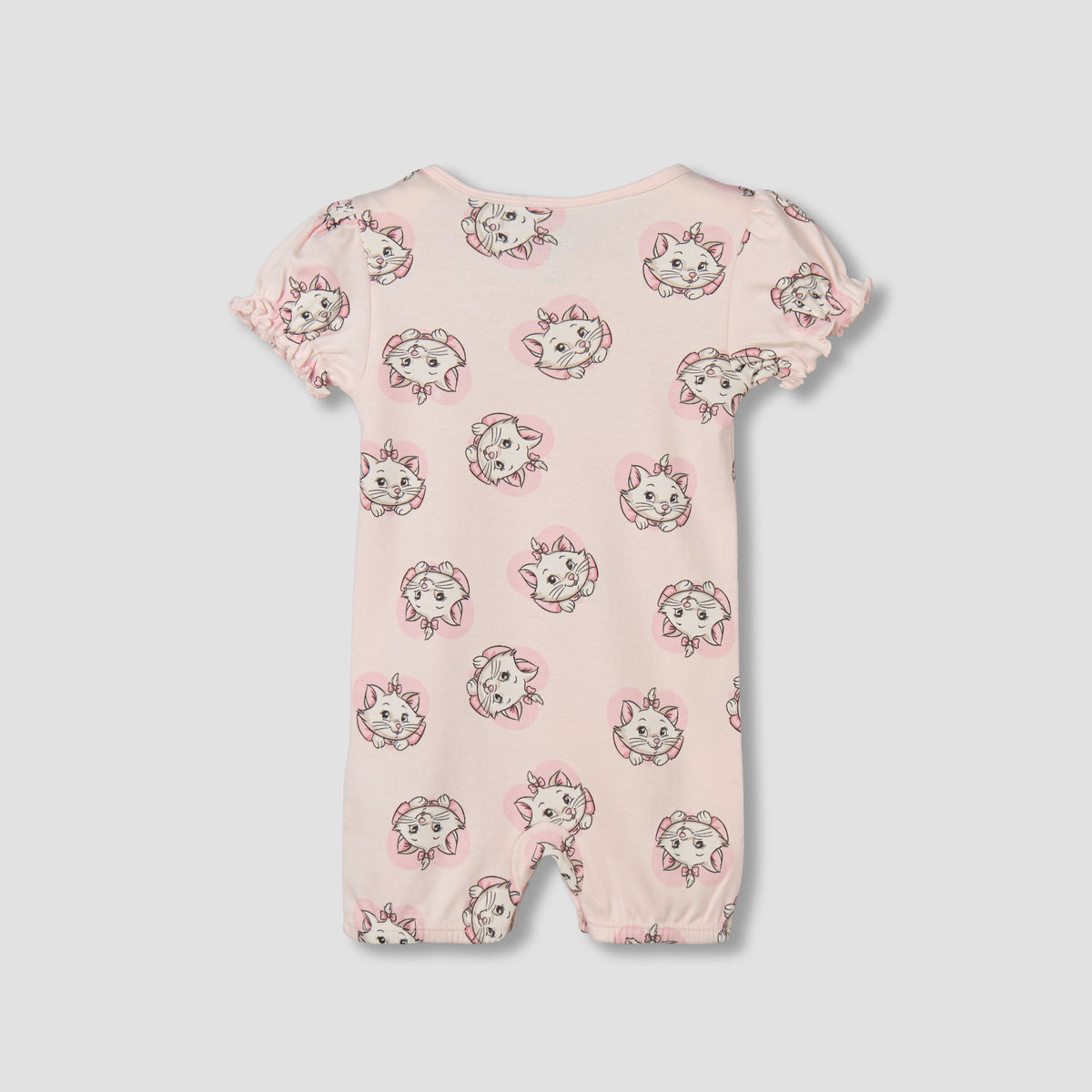 Disney Round Neck Short Sleeves Romper with Marie Print