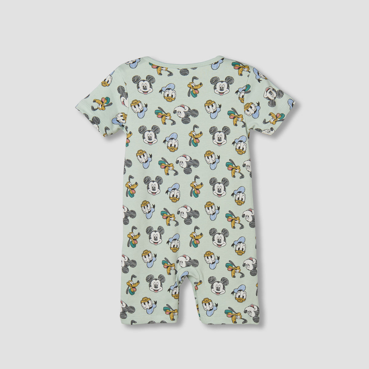 Disney Round Neck Short Sleeves Romper with Mickey Mouse and Friends Print