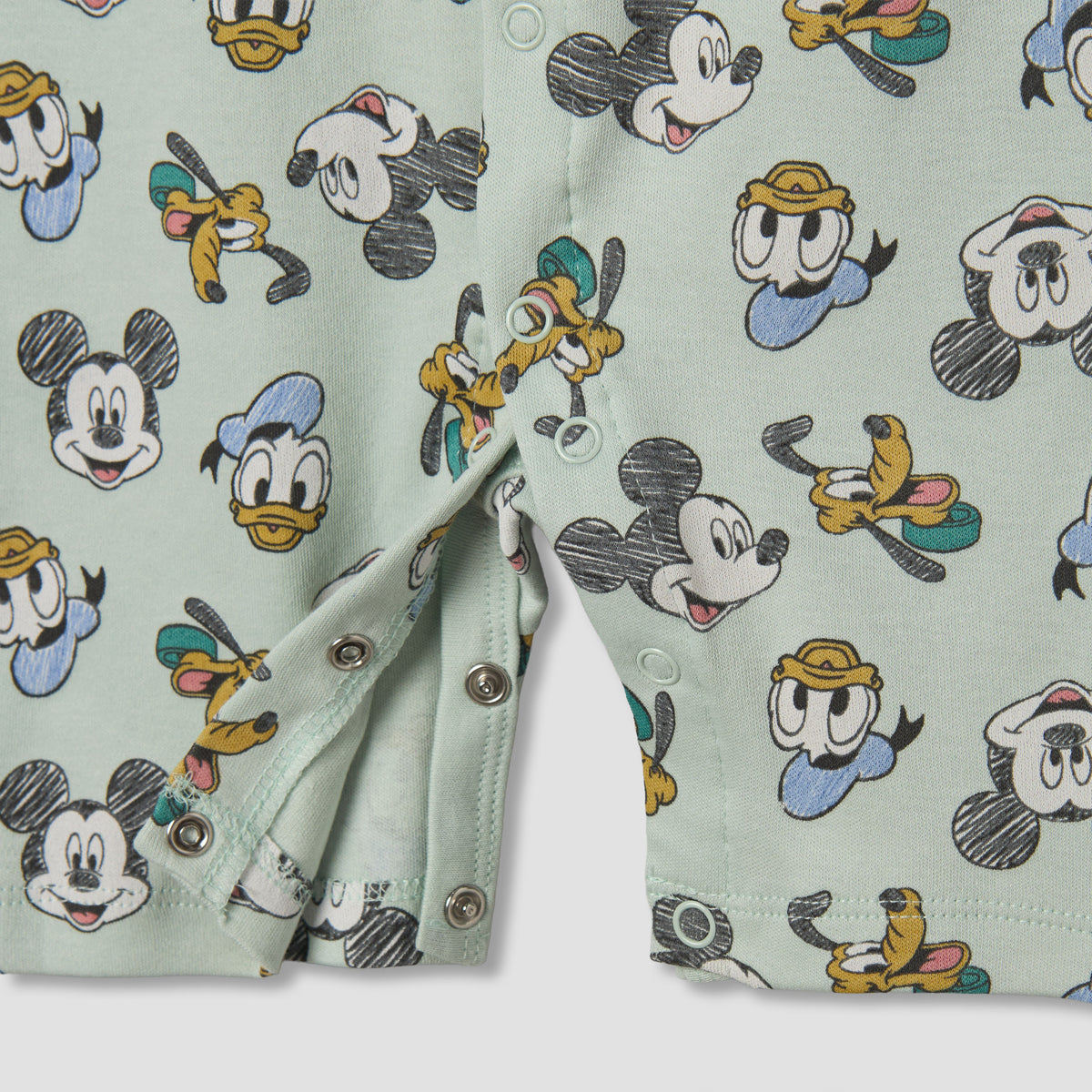 Disney Round Neck Short Sleeves Romper with Mickey Mouse and Friends Print