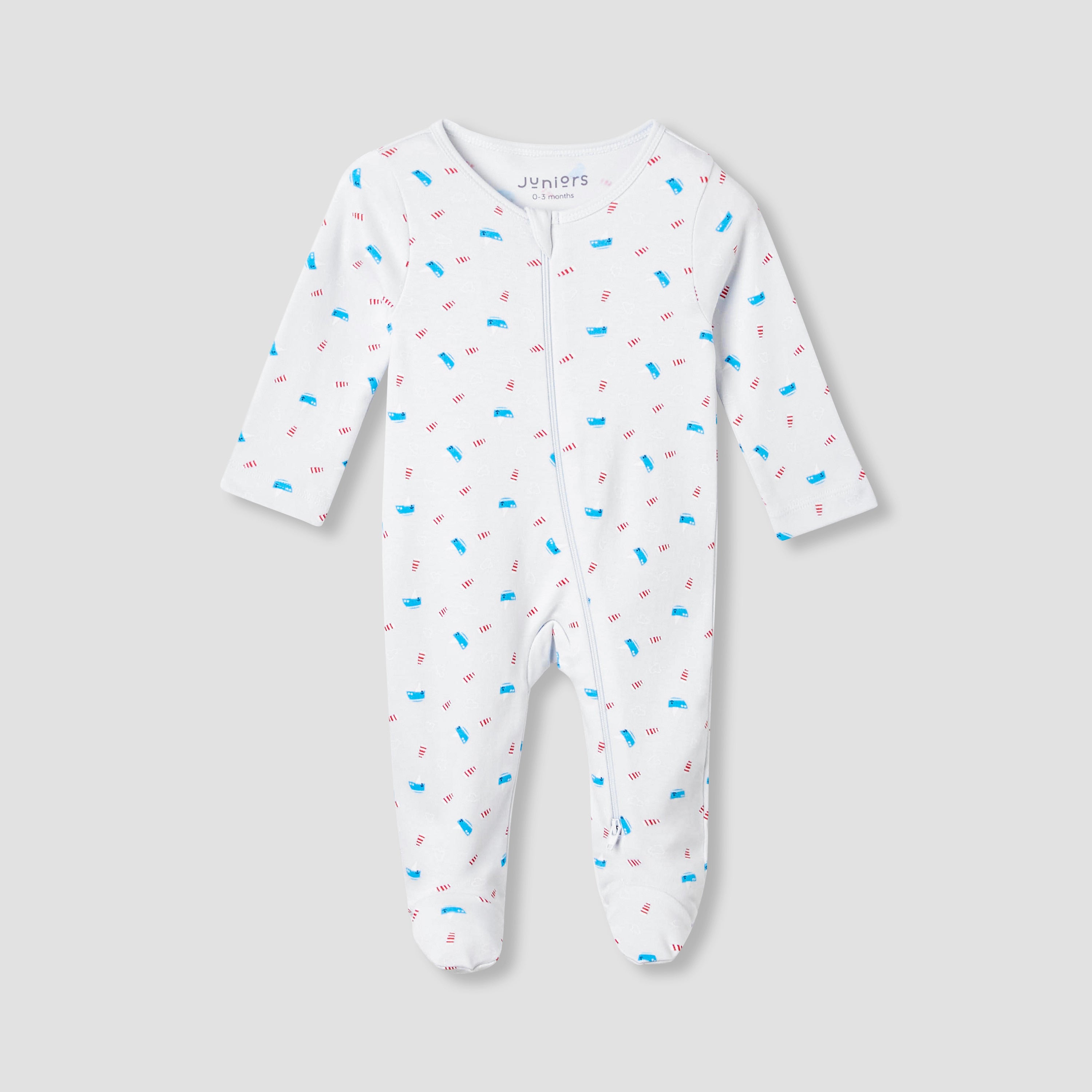 Juniors Round Neck Sleepsuit with Bib - Cotton - Long Sleeves