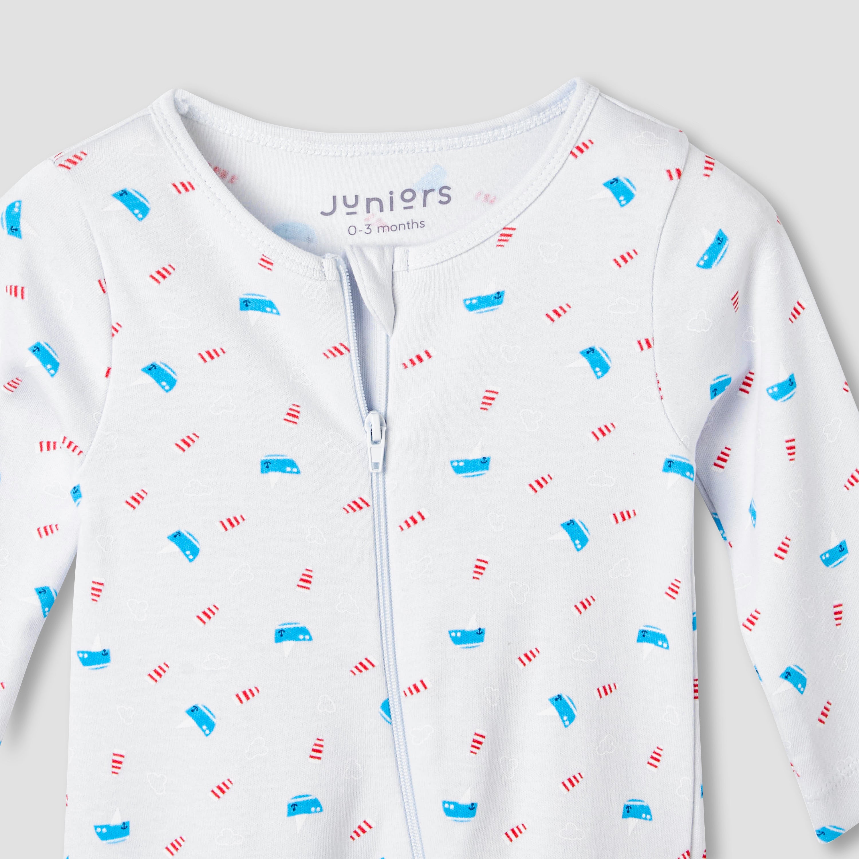Juniors Round Neck Sleepsuit with Bib - Cotton - Long Sleeves