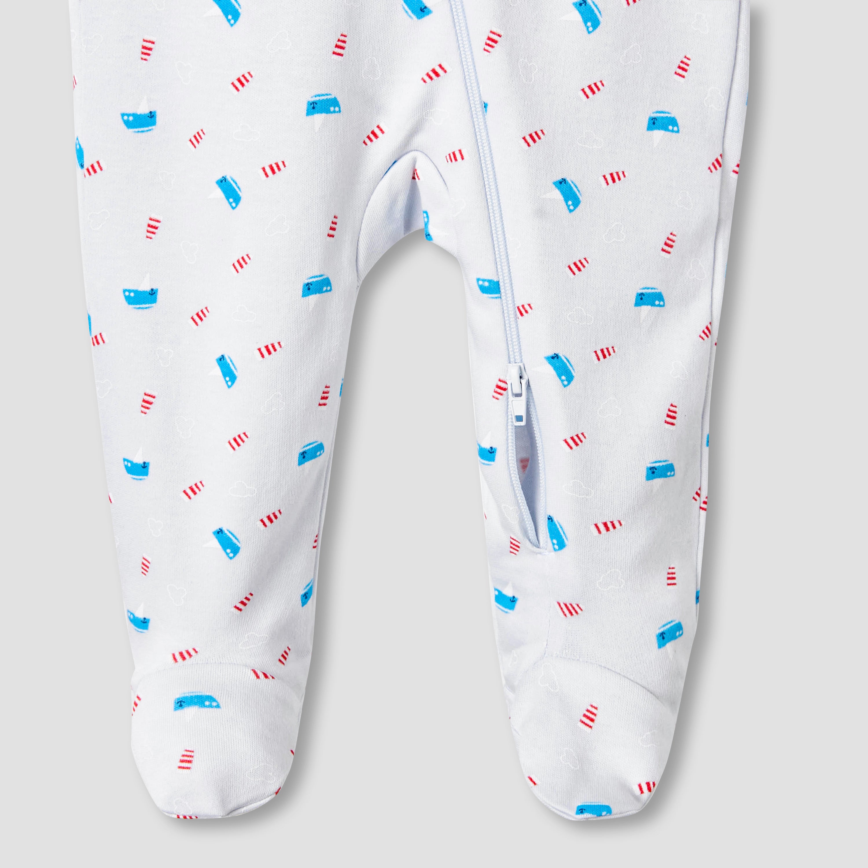 Juniors Round Neck Sleepsuit with Bib - Cotton - Long Sleeves