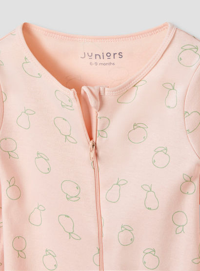 Juniors Round Neck Sleepsuit with Closed Feet - Cotton - Long Sleeves-baby-girls-clothing-nightwear-sleepsuits-image-3