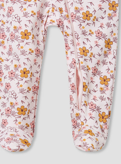 Juniors Round Neck Footed Sleepsuit with Floral Print - Cotton - Long Sleeves-baby-girls-clothing-nightwear-sleepsuits-image-4
