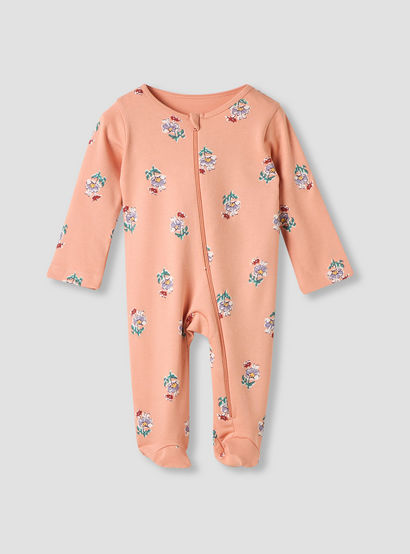 Juniors Floral Print Sleepsuit with Long Sleeves - Set of 5-baby-girls-clothing-nightwear-sleepsuits-image-2
