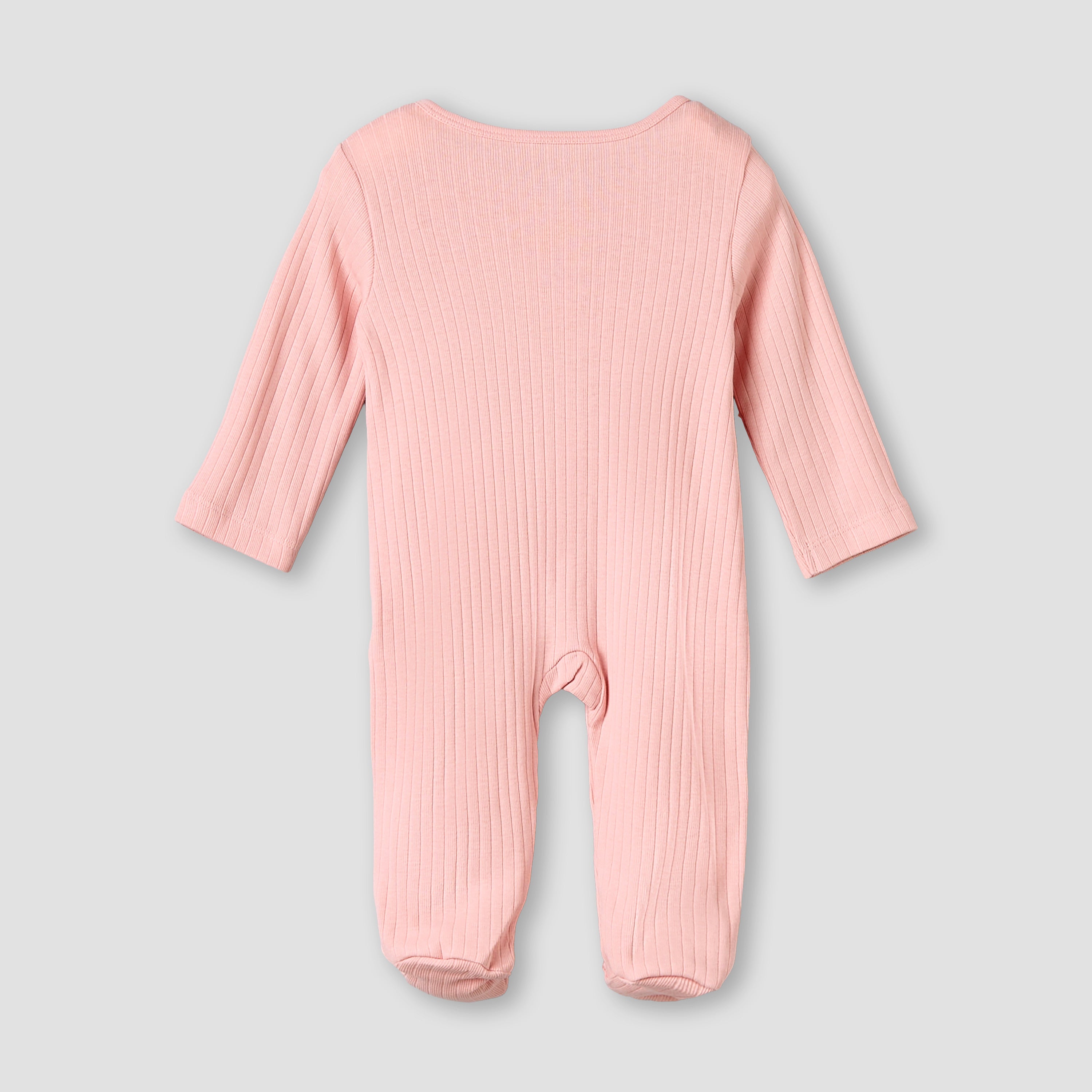 Pack of 3 Juniors Cotton Round Neck Long Sleeves Sleepsuit with Zip Closure
