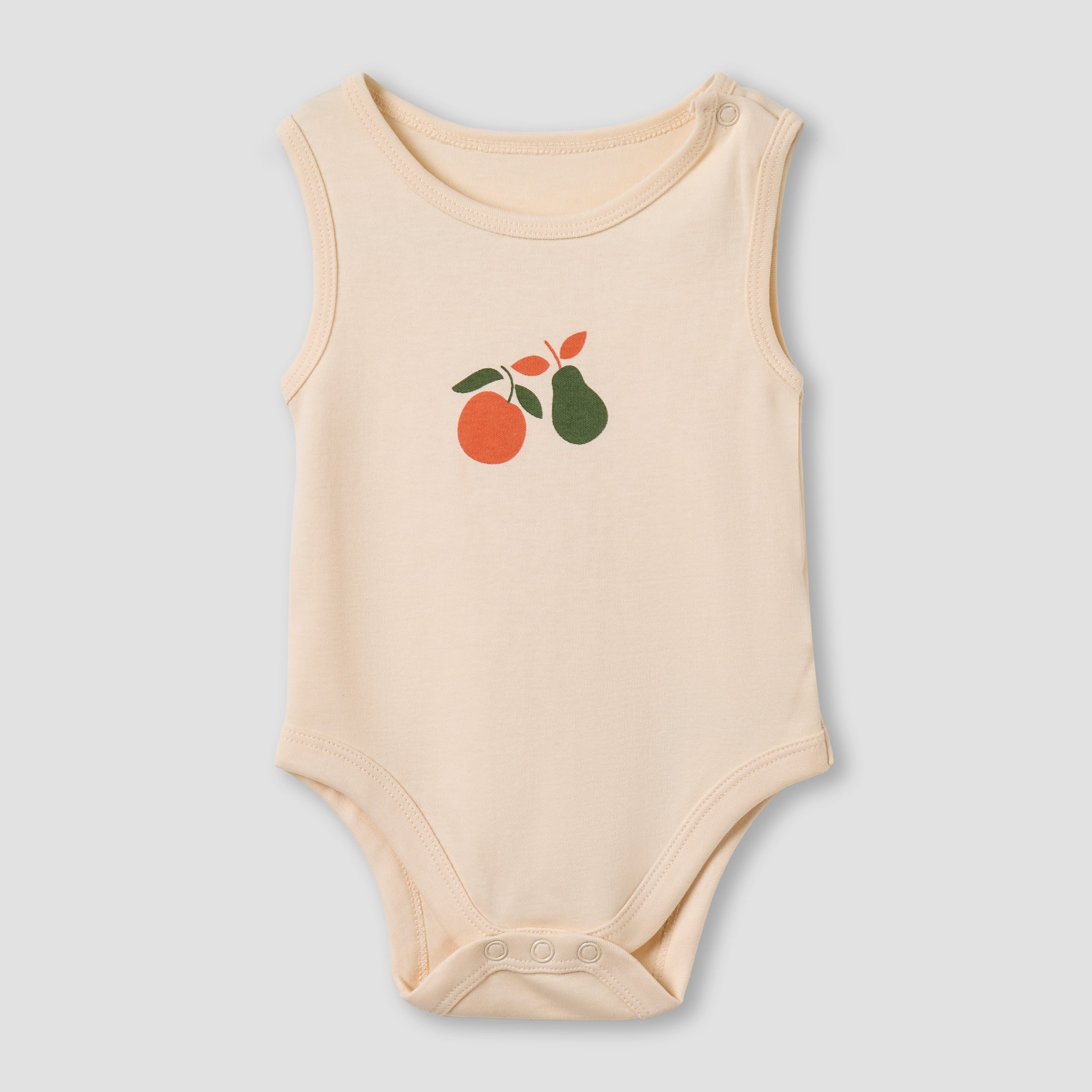 Pack of 5 Juniors Cotton Round Neck Sleeveless Bodysuit with Fruit Print