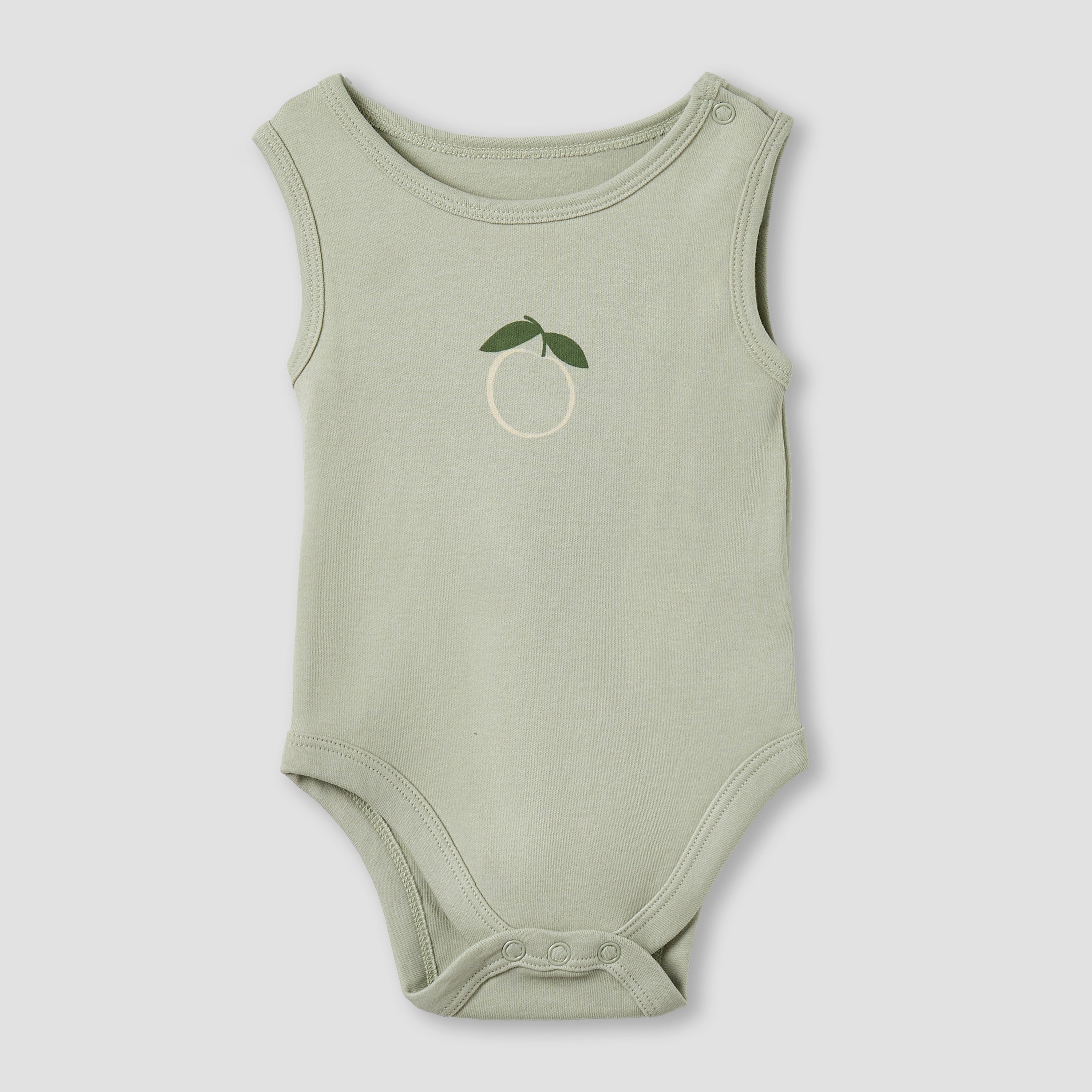 Pack of 5 Juniors Cotton Round Neck Sleeveless Bodysuit with Fruit Print