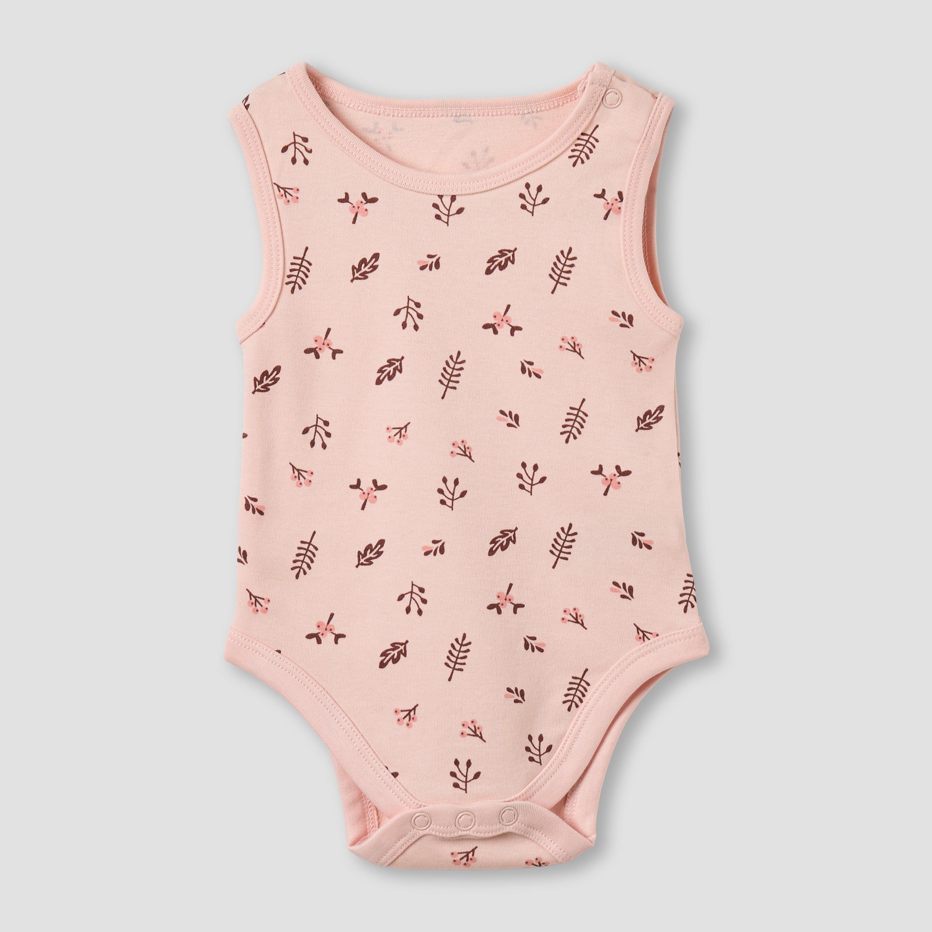 Pack of 5 Juniors Cotton Round Neck Sleeveless Bodysuit with Fruit Print