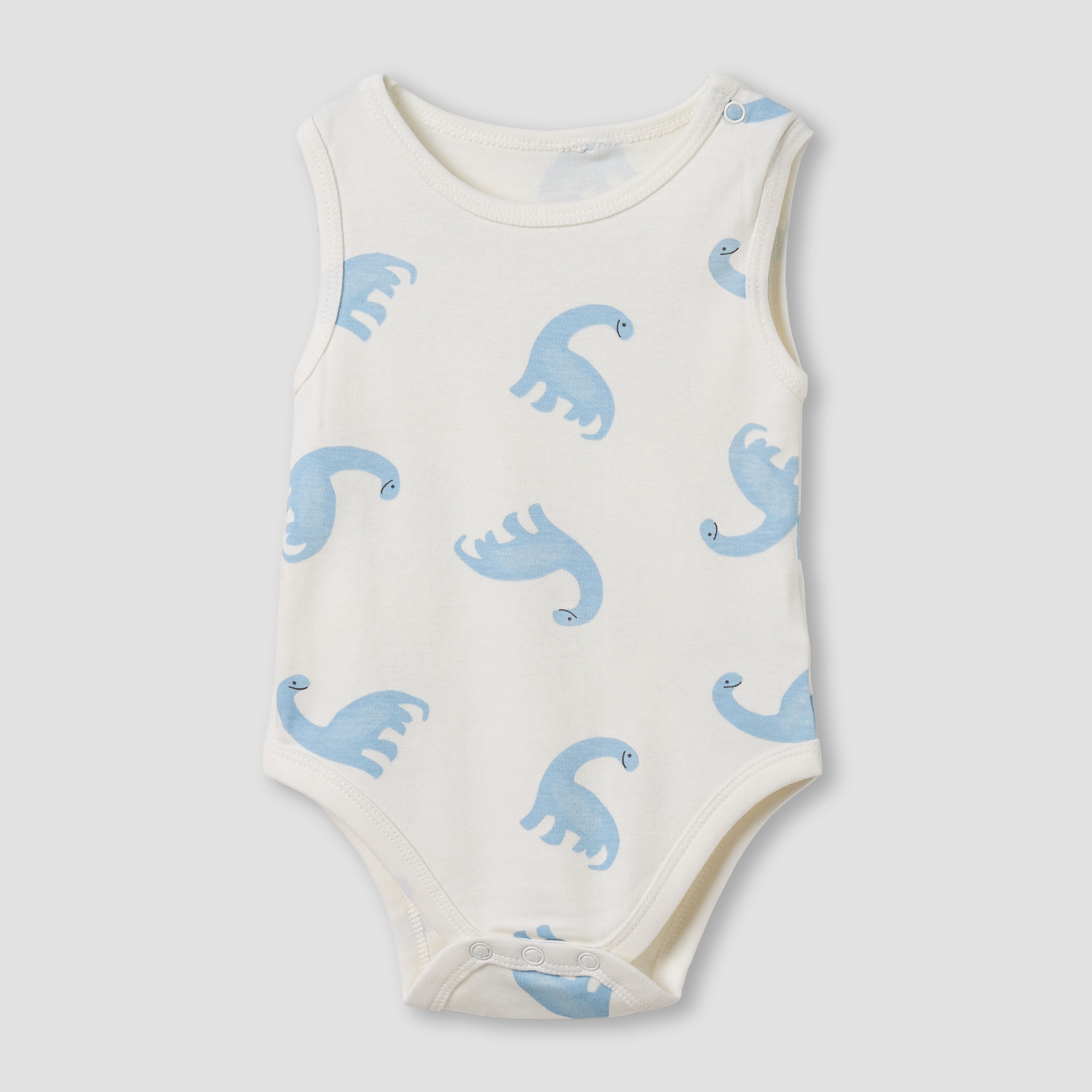 Pack of 5 Juniors Cotton Round Neck Sleeveless Bodysuit with Dinosaur Print