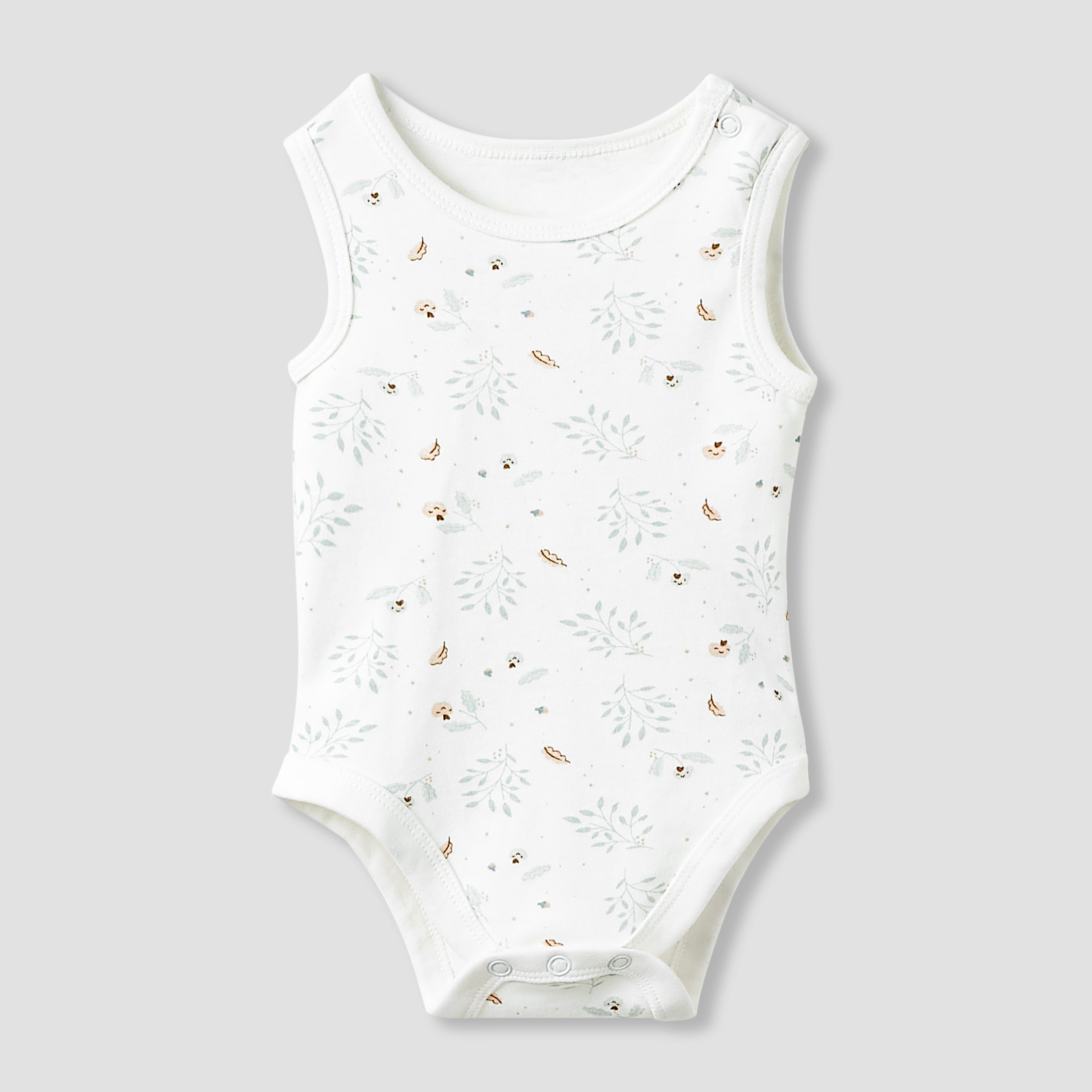 Juniors Round Neck Bodysuit with Snap Button Closure - Cotton - Sleeveless - Set of 5