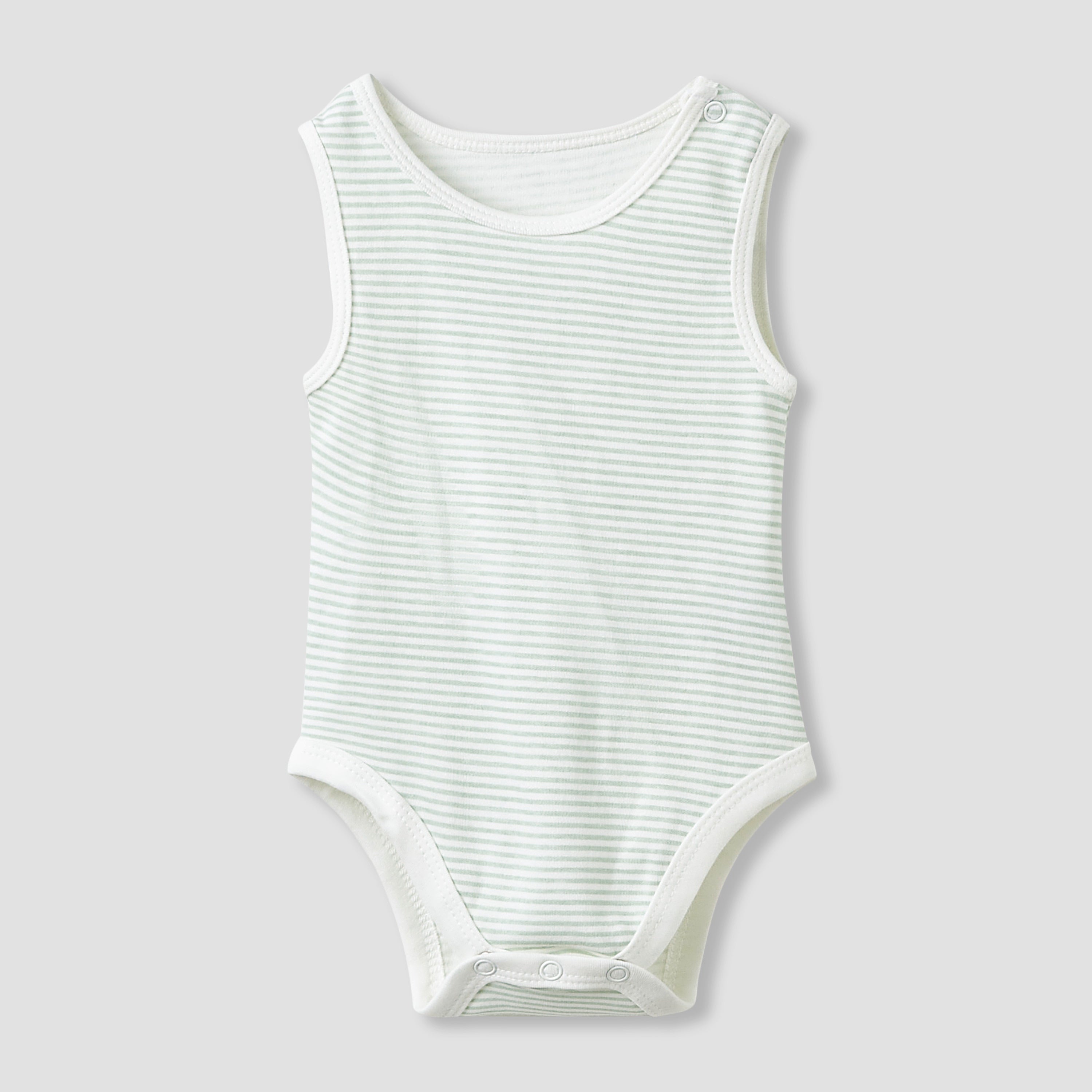 Juniors Round Neck Bodysuit with Snap Button Closure - Cotton - Sleeveless - Set of 5