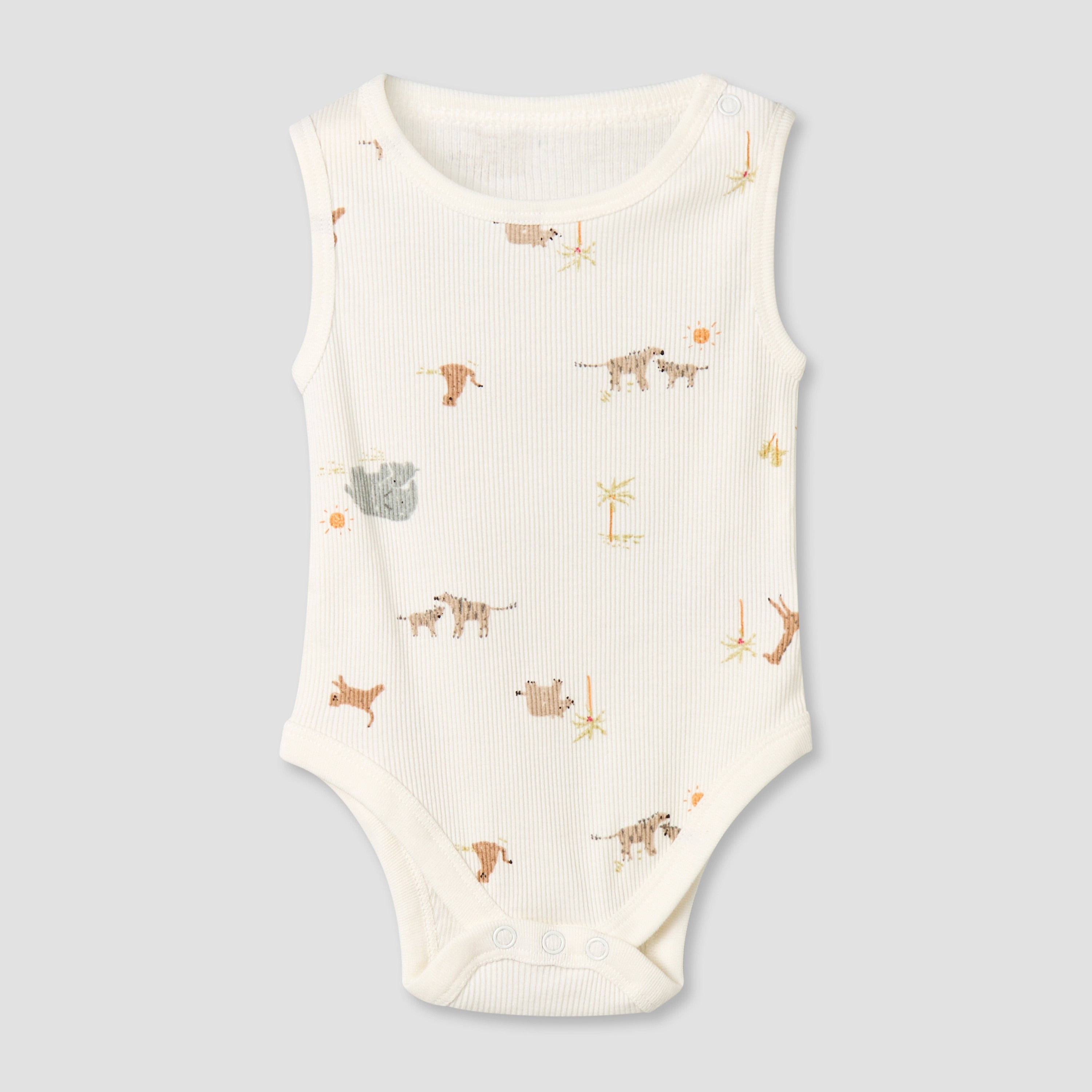 Pack of 5 Juniors Round Neck Sleeveless Bodysuit with Animal Print