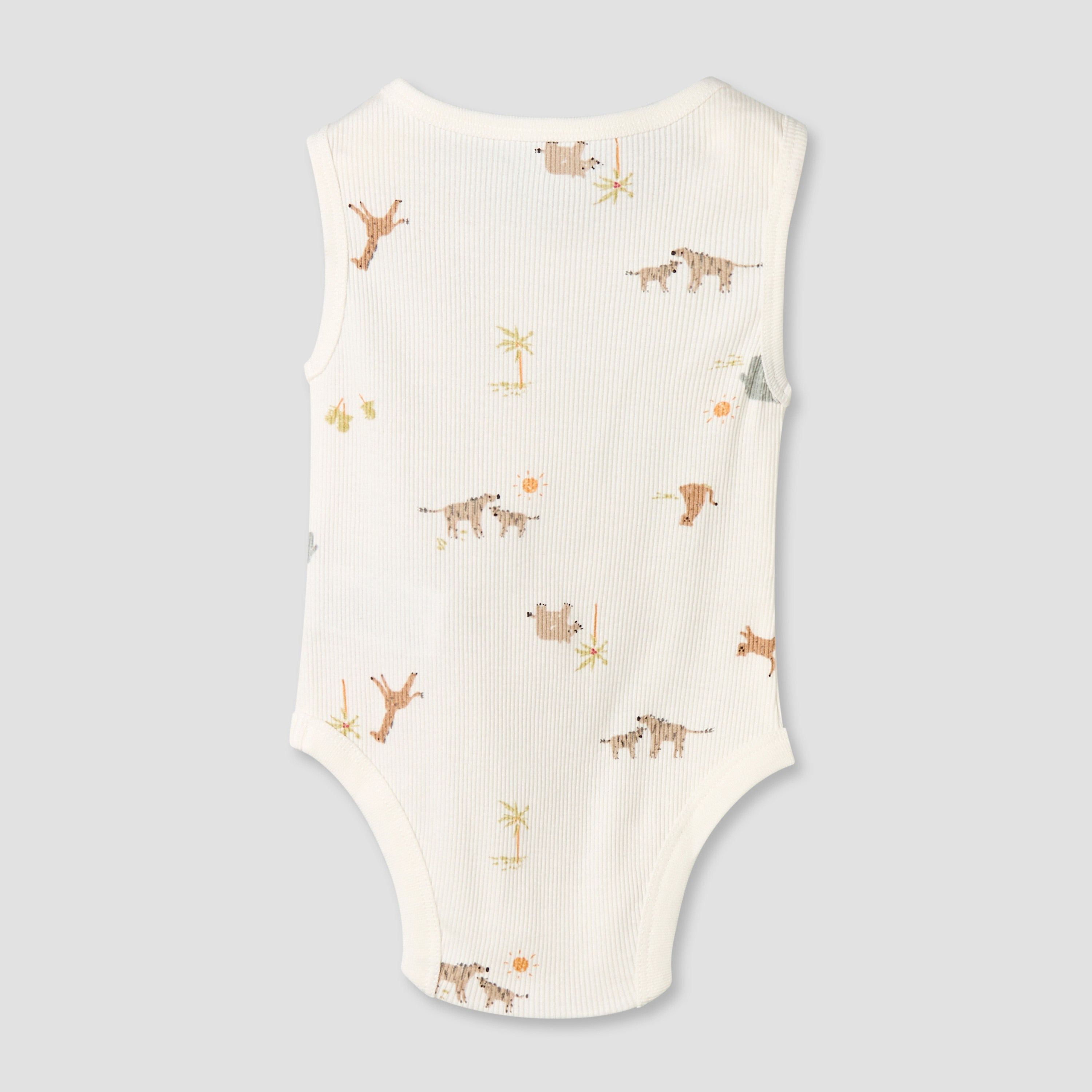 Pack of 5 Juniors Round Neck Sleeveless Bodysuit with Animal Print