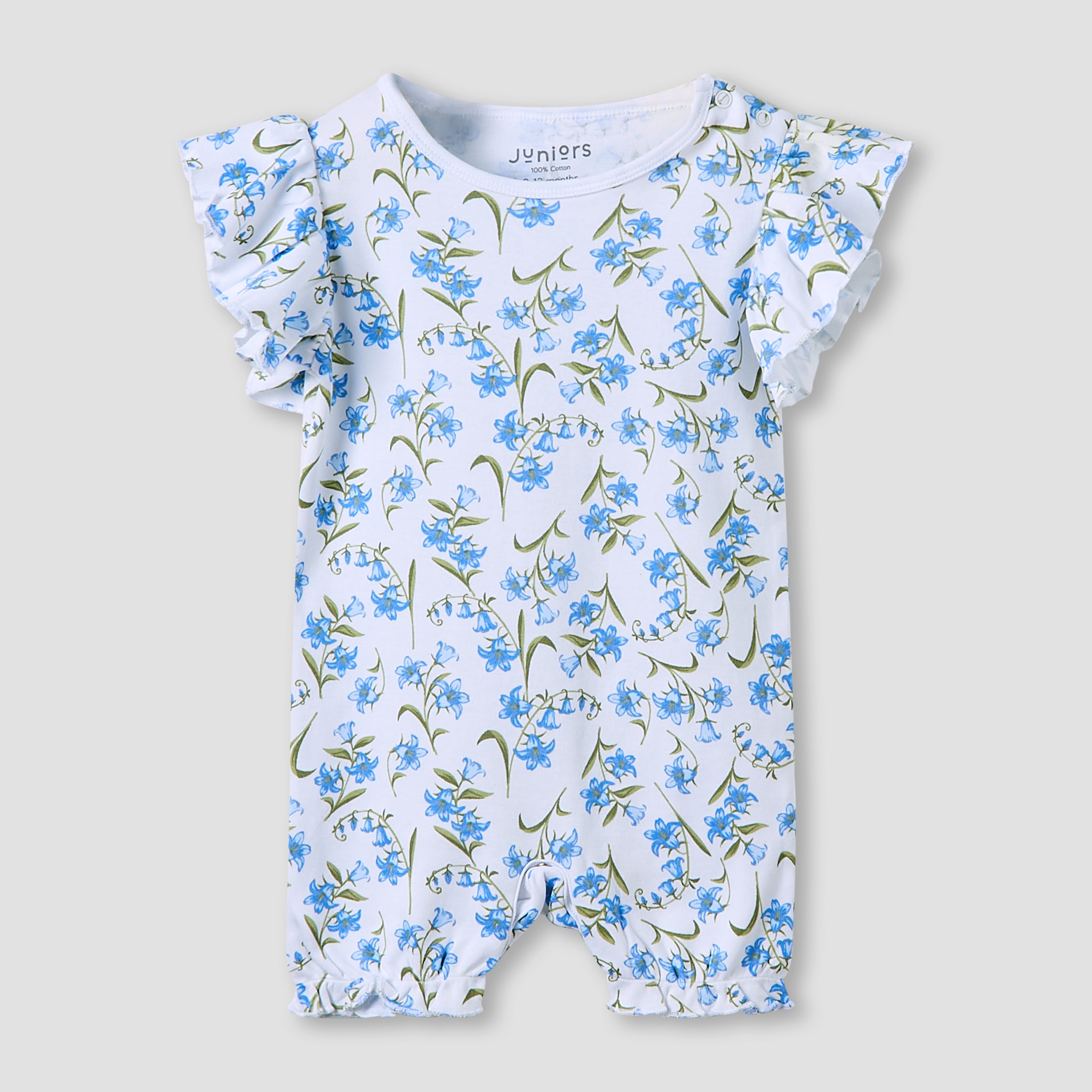 Juniors Crew Neck Romper with Print - Cotton - Short Sleeves - Set of 3