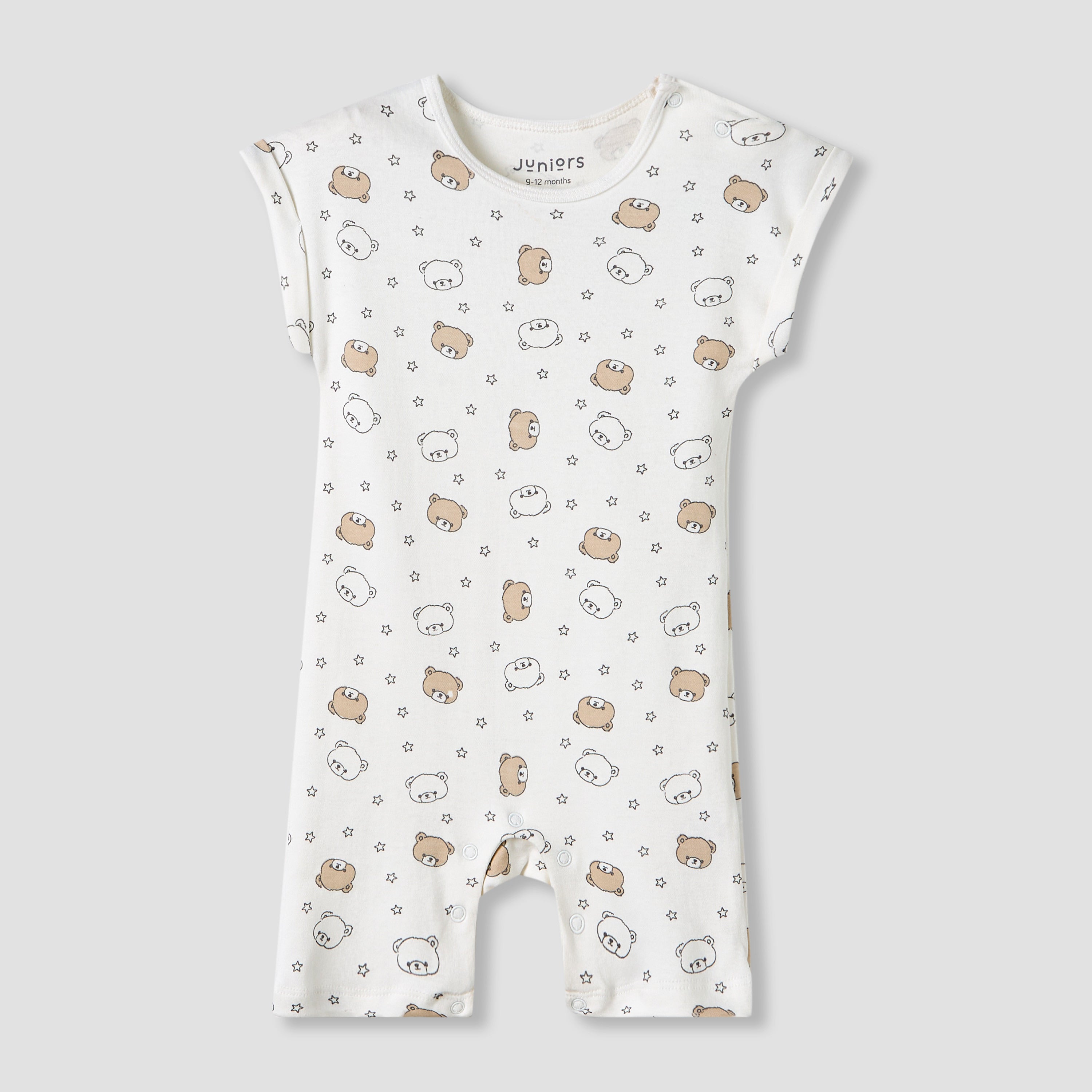 Juniors Crew Neck Romper with Print - Cotton - Short Sleeves - Set of 3