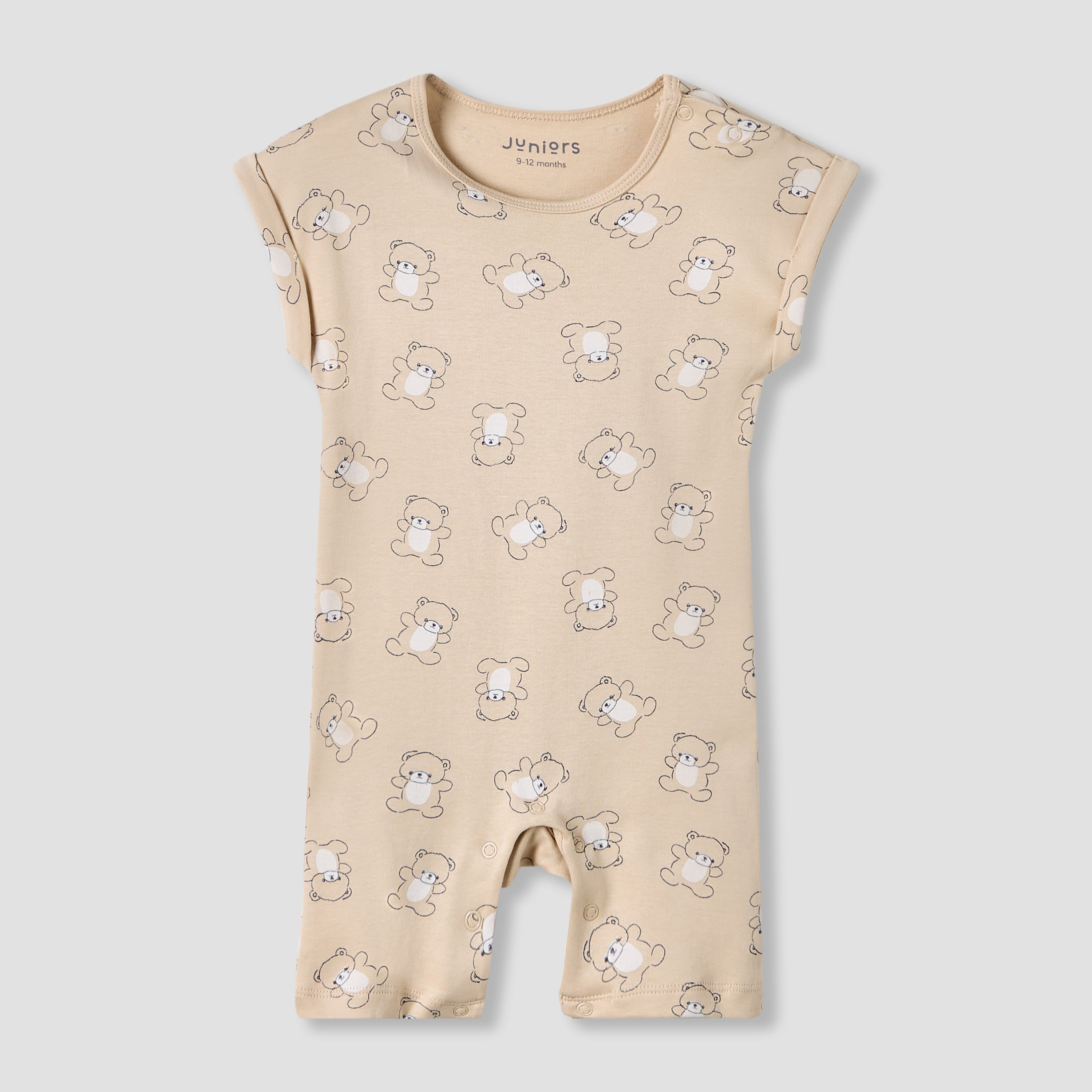 Juniors Crew Neck Romper with Print - Cotton - Short Sleeves - Set of 3