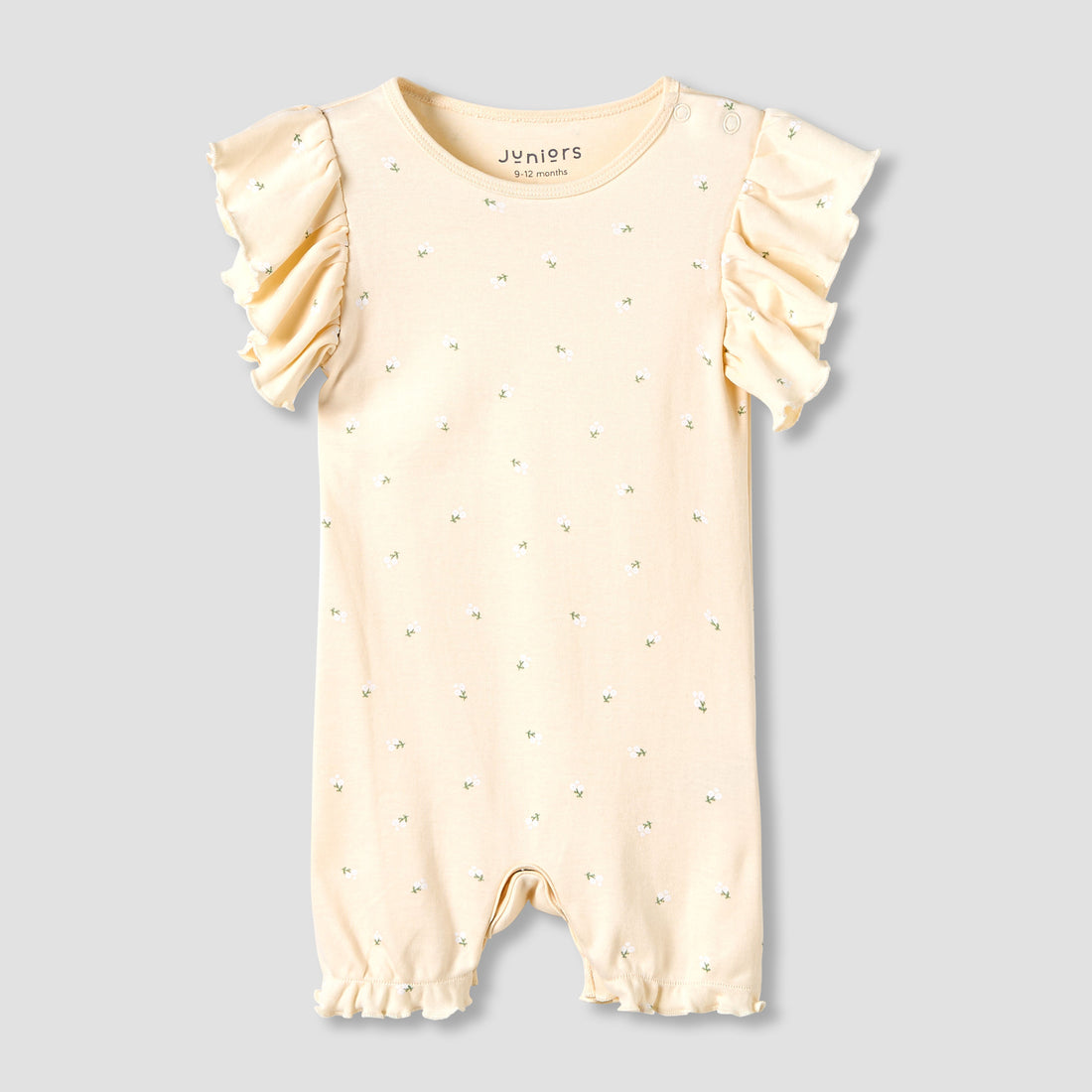 Juniors Crew Neck Romper with Print - Cotton - Short Sleeves - Set of 3