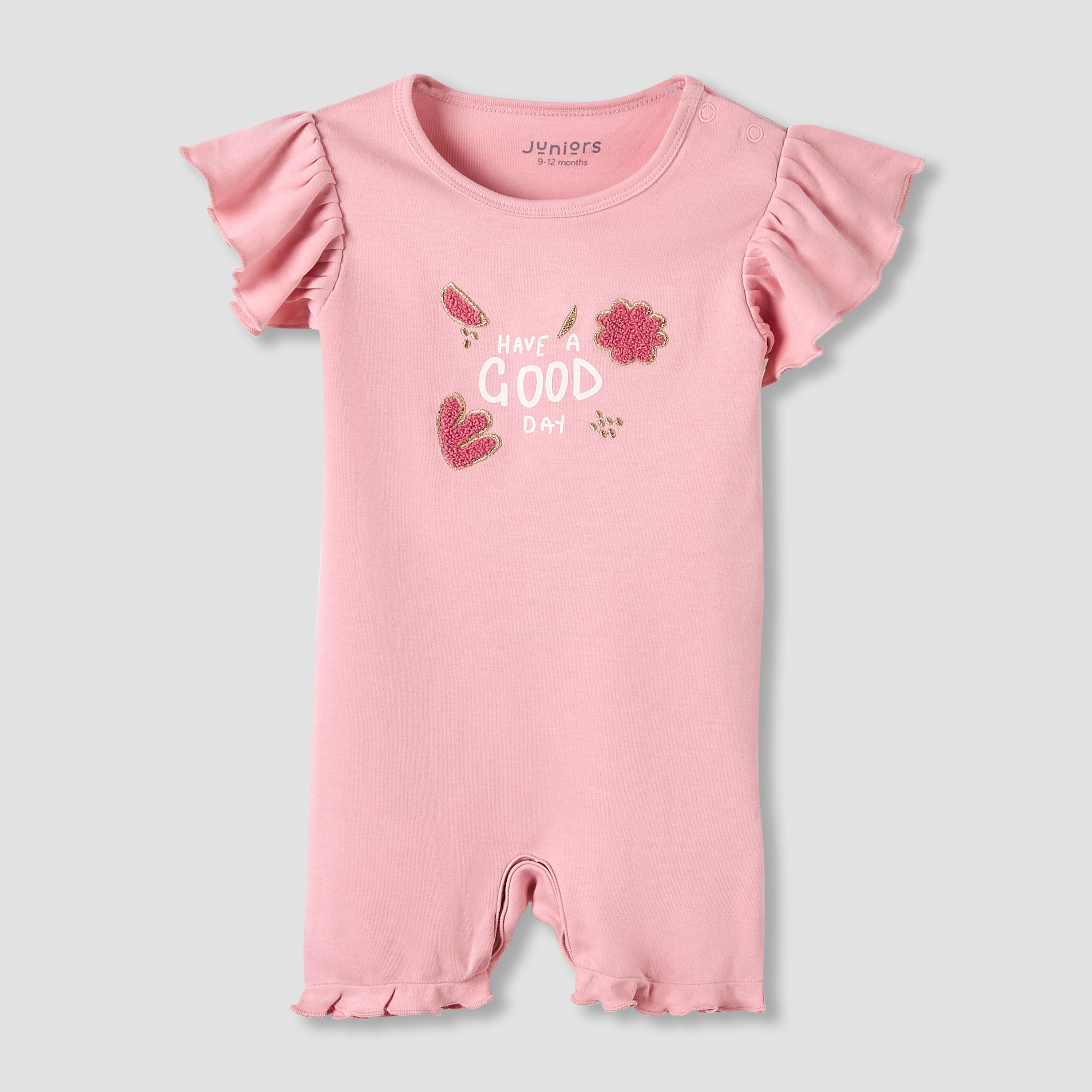 Juniors Crew Neck Romper with Snap Button Closure - Cotton - Cap Sleeves - Set of 3
