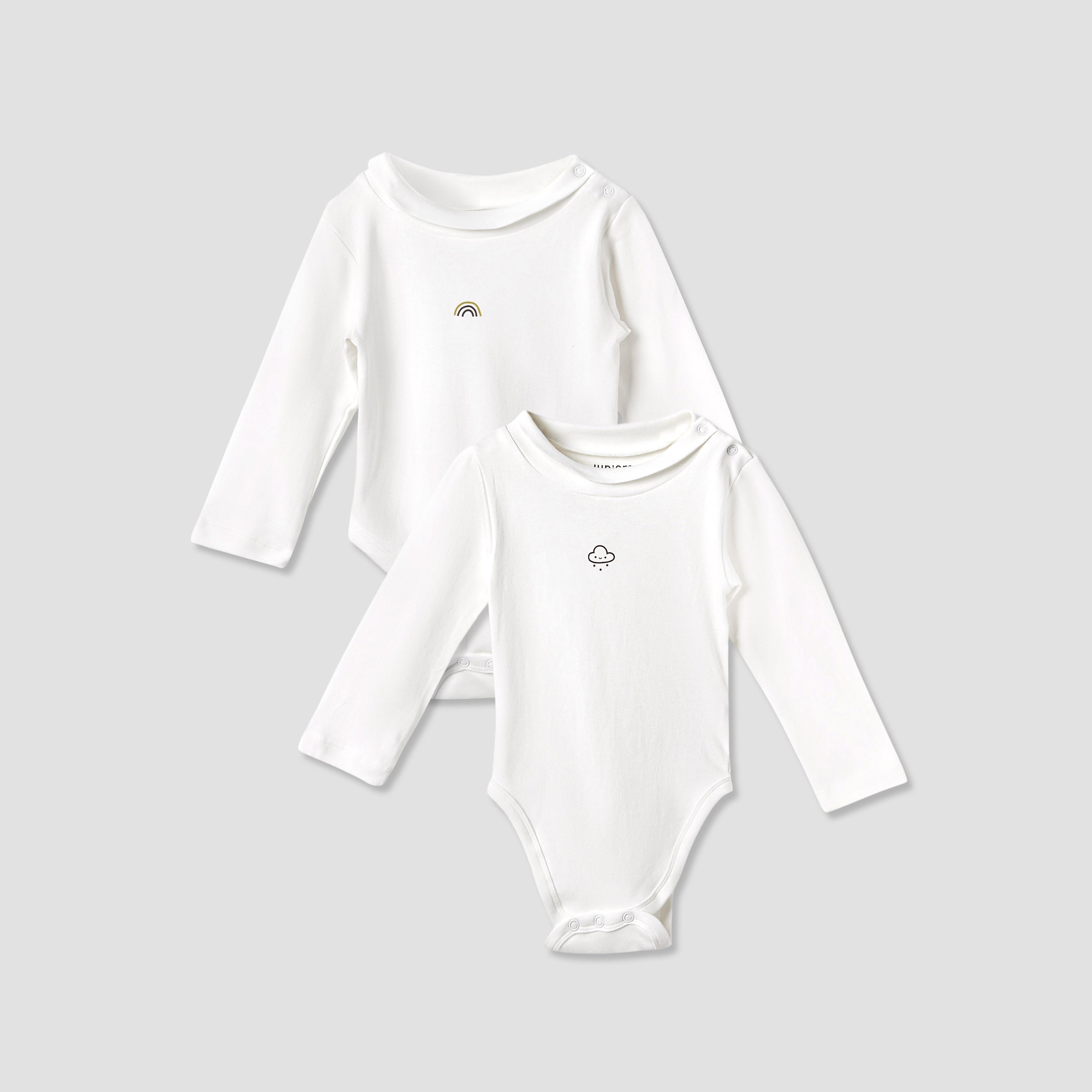 Juniors Printed Long Sleeves Bodysuit - Set of 2 - Cream / 12-18 mths