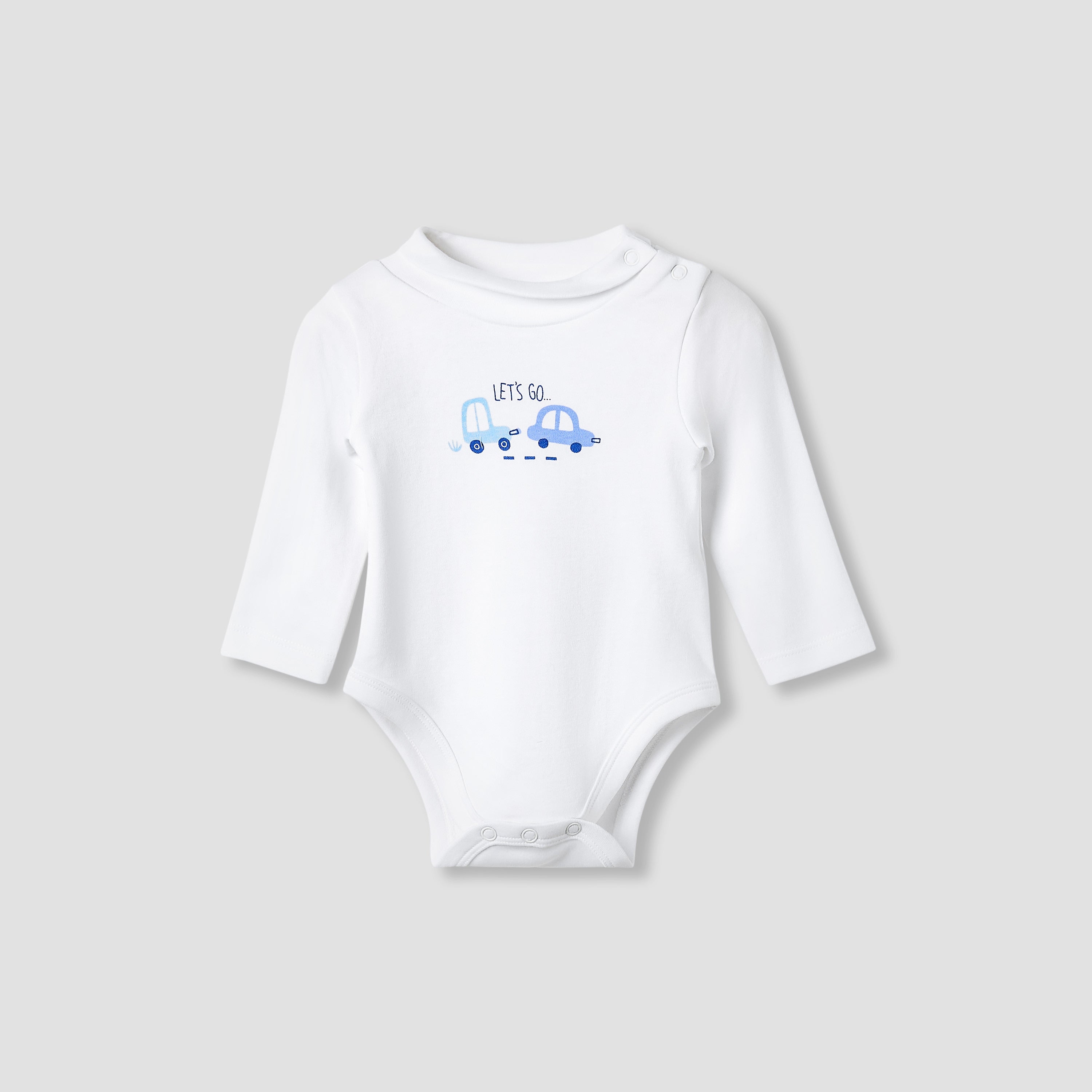 Juniors Crew Neck Bodysuit with Vehicle Print - Cotton - Long Sleeves