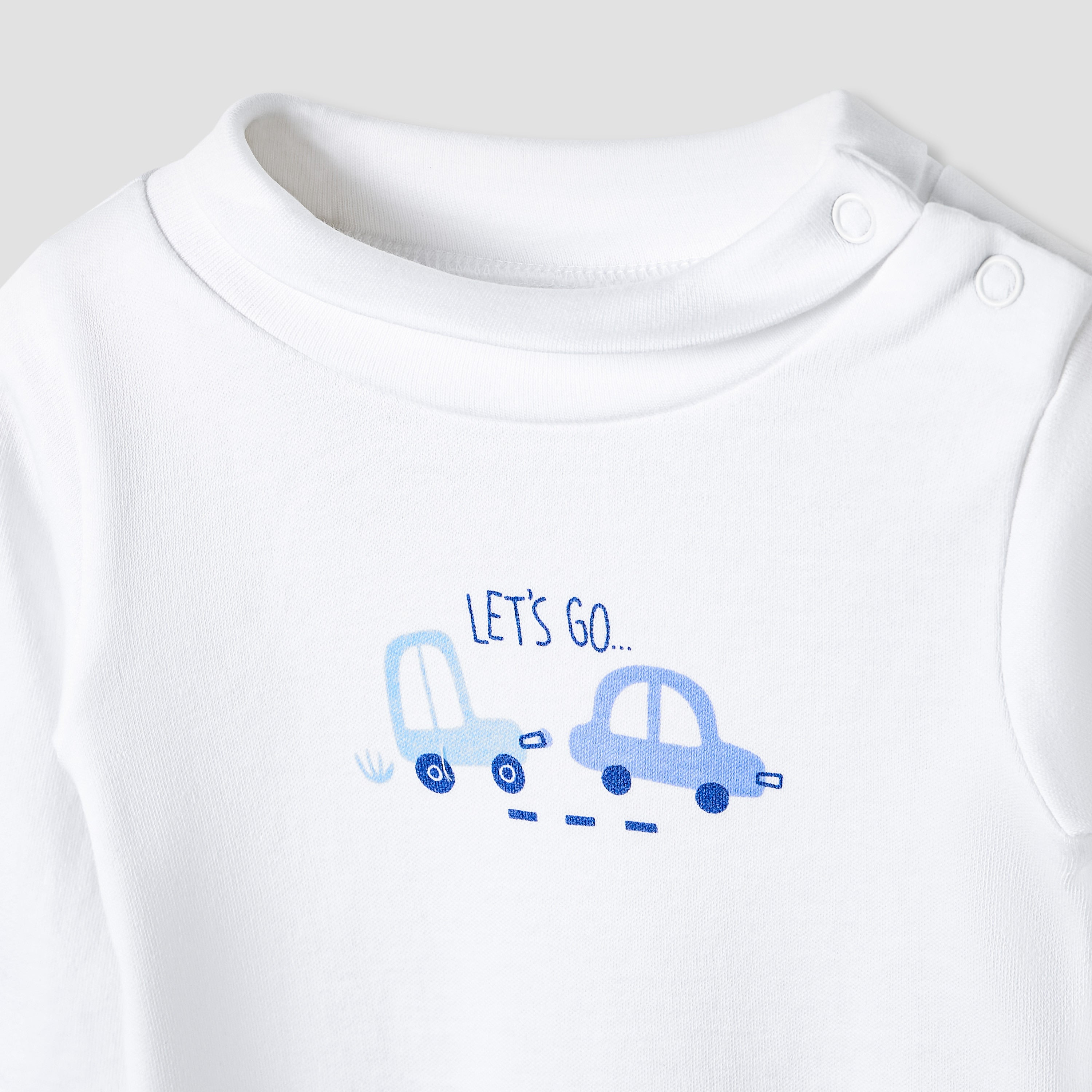 Juniors Crew Neck Bodysuit with Vehicle Print - Cotton - Long Sleeves