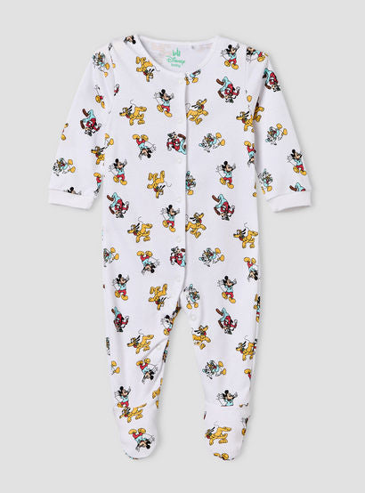 Pack of 2 Disney Cotton Crew Neck Long Sleeves Sleepsuit with Mickey Mouse and Friends Print-baby-boys-clothing-nightwear-sleepsuits-image-2