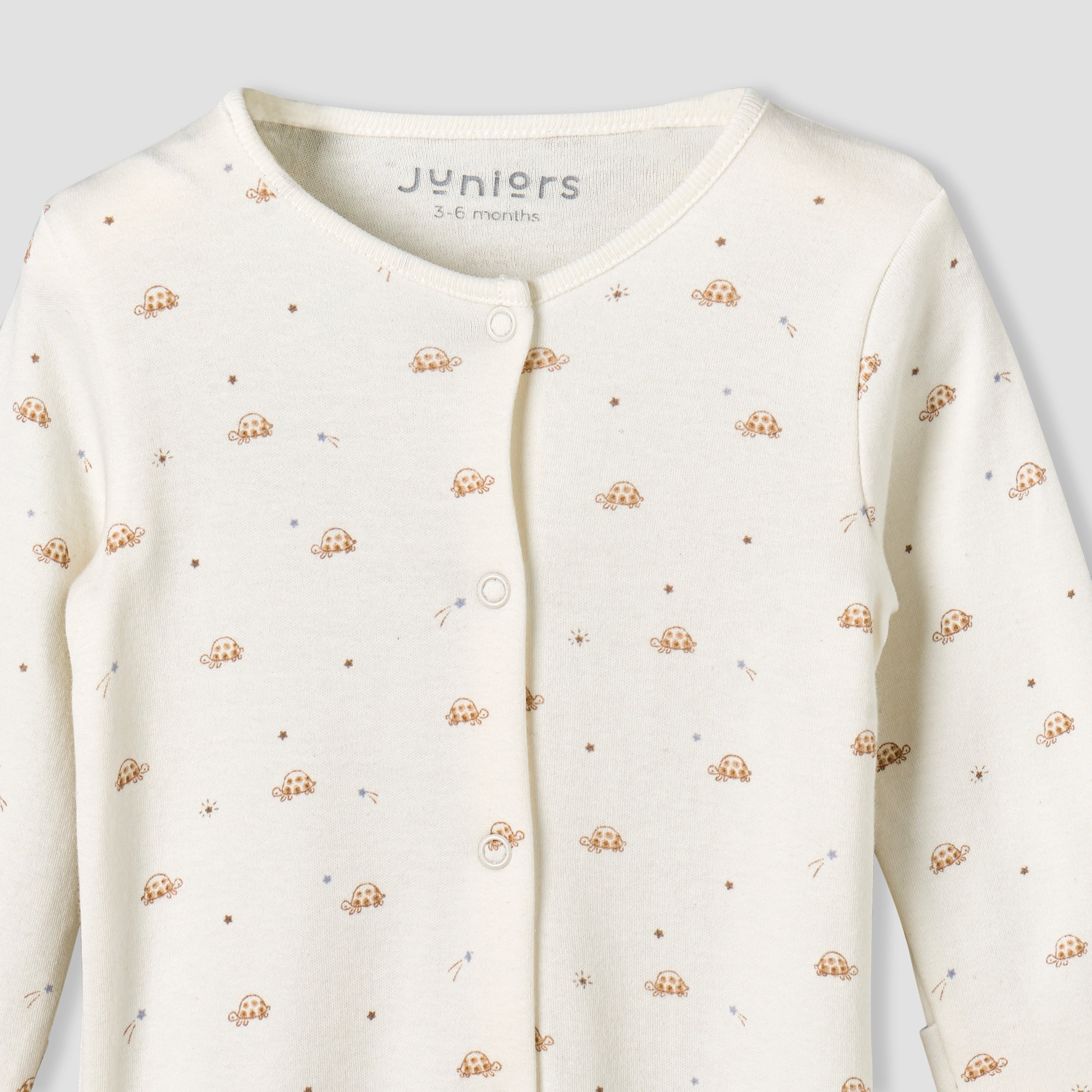 Pack of 2 Juniors Cotton Long Sleeves Sleepsuit with Closed Feet Design