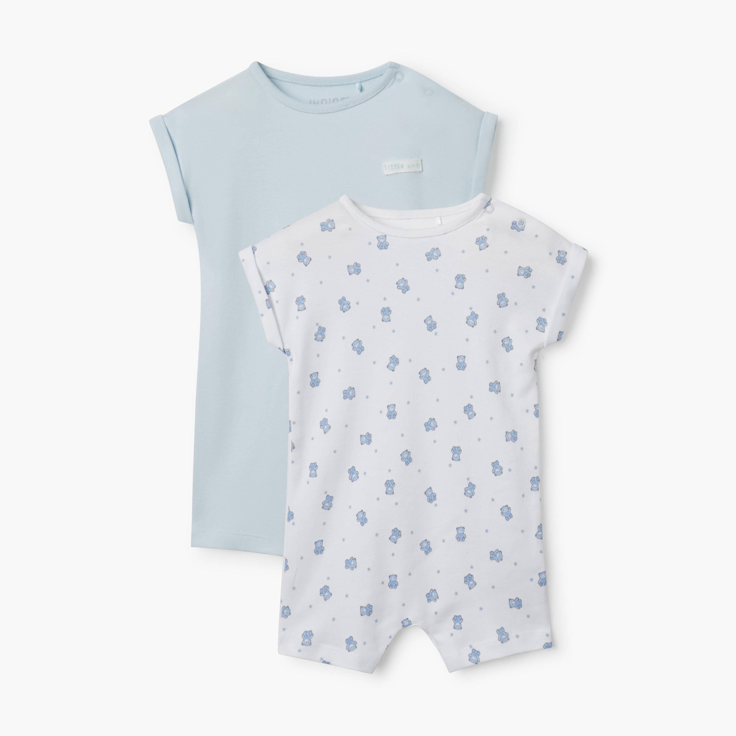 Juniors Printed Romper with Extended Sleeves - Set of 2