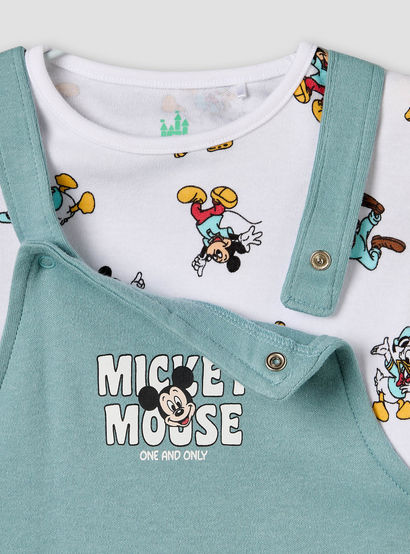 Disney Crew Neck Short Sleeves T-shirt and Dungaree Set with Mickey Mouse and Friends Print-baby-boys-clothing-setsandcoords-image-5