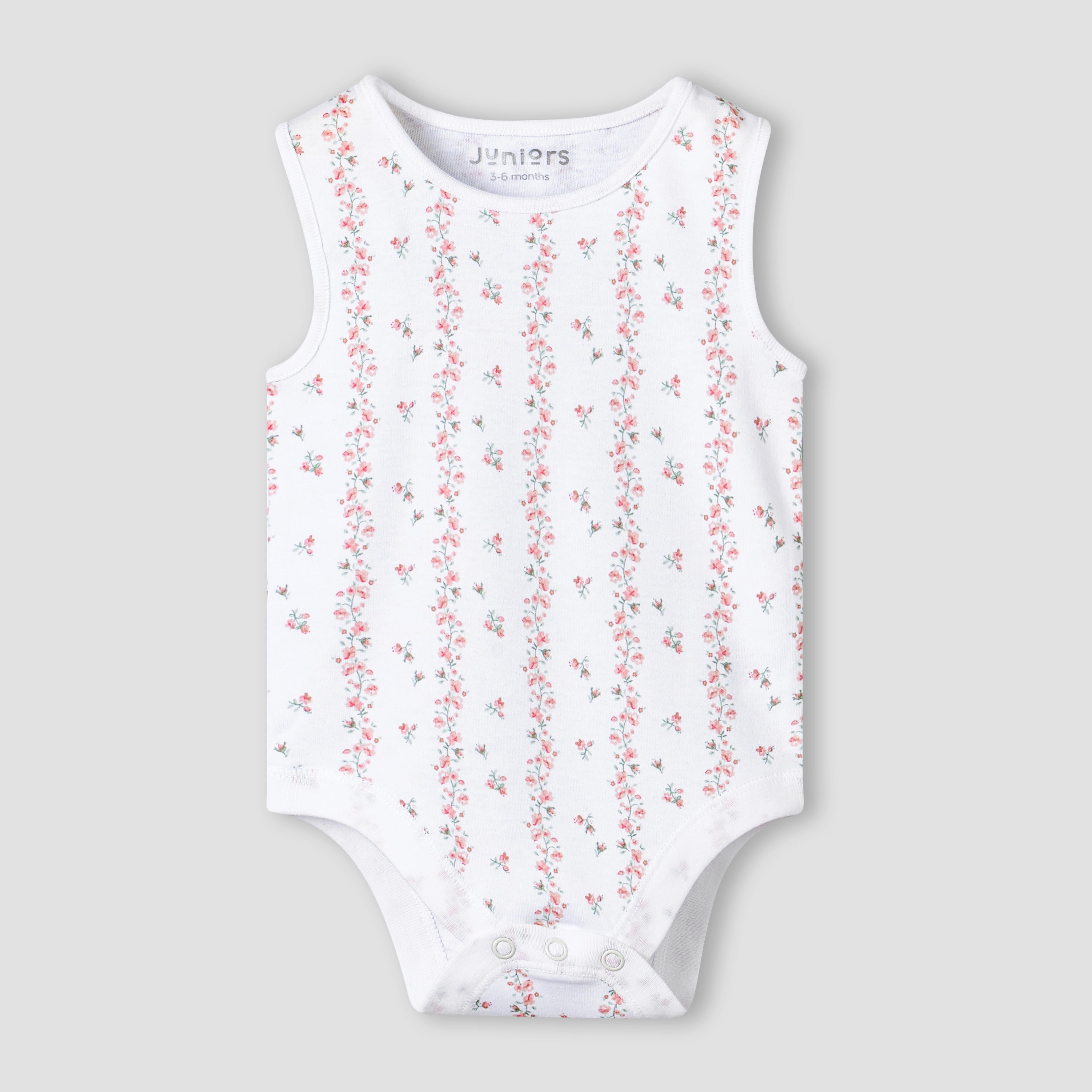 Pack of 3 Juniors Cotton Sleeveless Bodysuit with Snap Button Closure