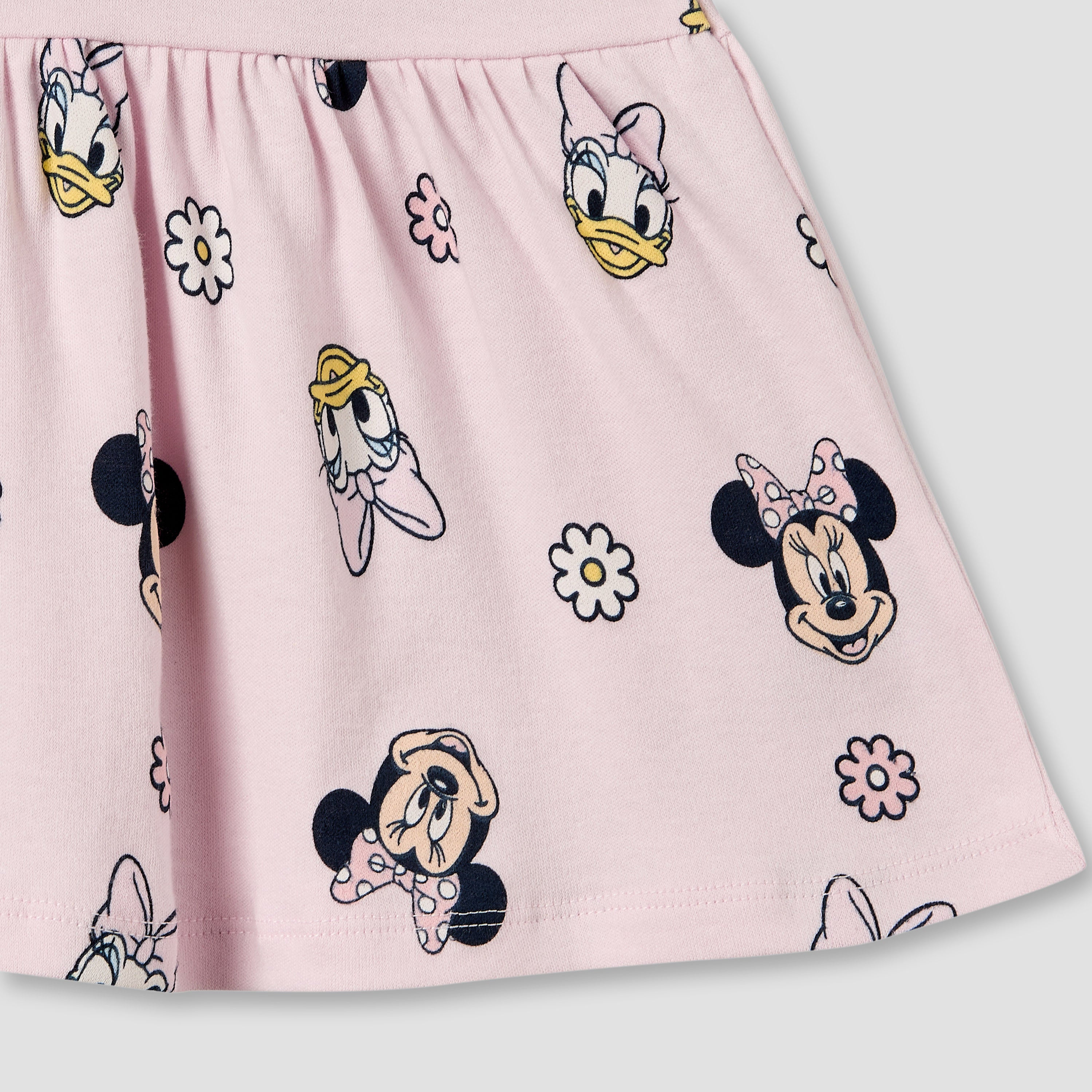 Pack of 2 Disney Round Neck Knee Length A-line Dress with Minnie Mouse Print