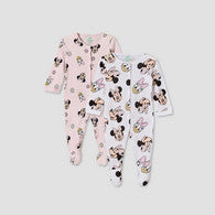 Pack of 2 Disney Cotton Crew Neck Long Sleeves Sleepsuit with Minnie Mouse Print-undefined-image-1