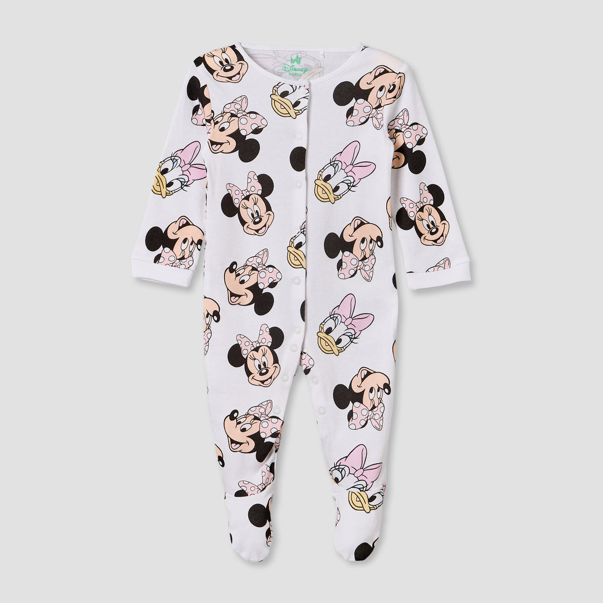 Pack of 2 Disney Cotton Crew Neck Long Sleeves Sleepsuit with Minnie Mouse Print