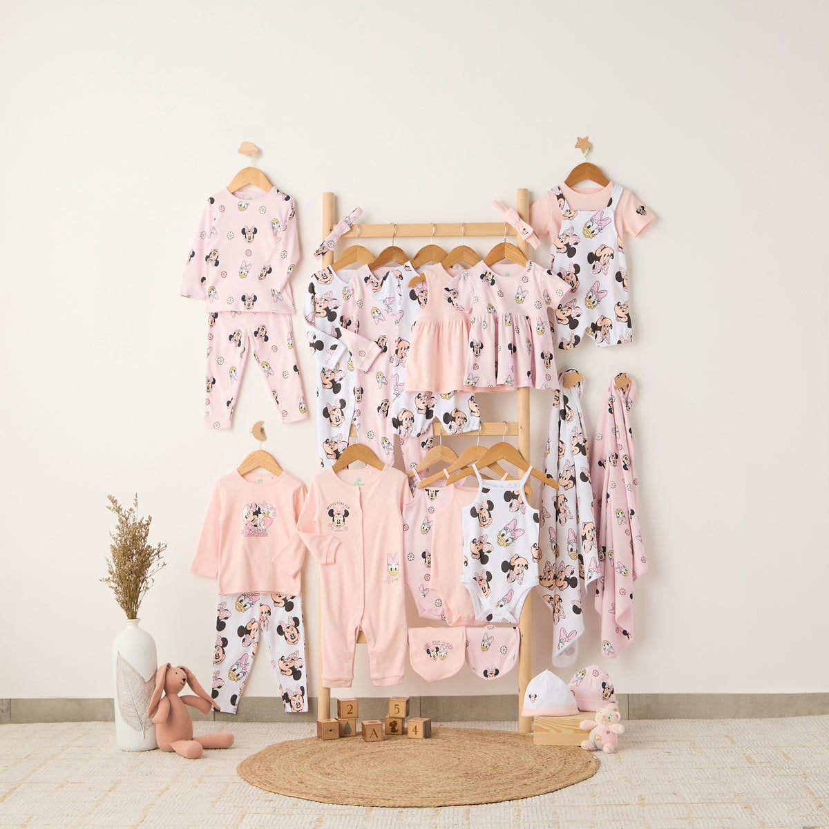 Set of 2 Disney Cotton Round Neck Sleepsuit with Romper