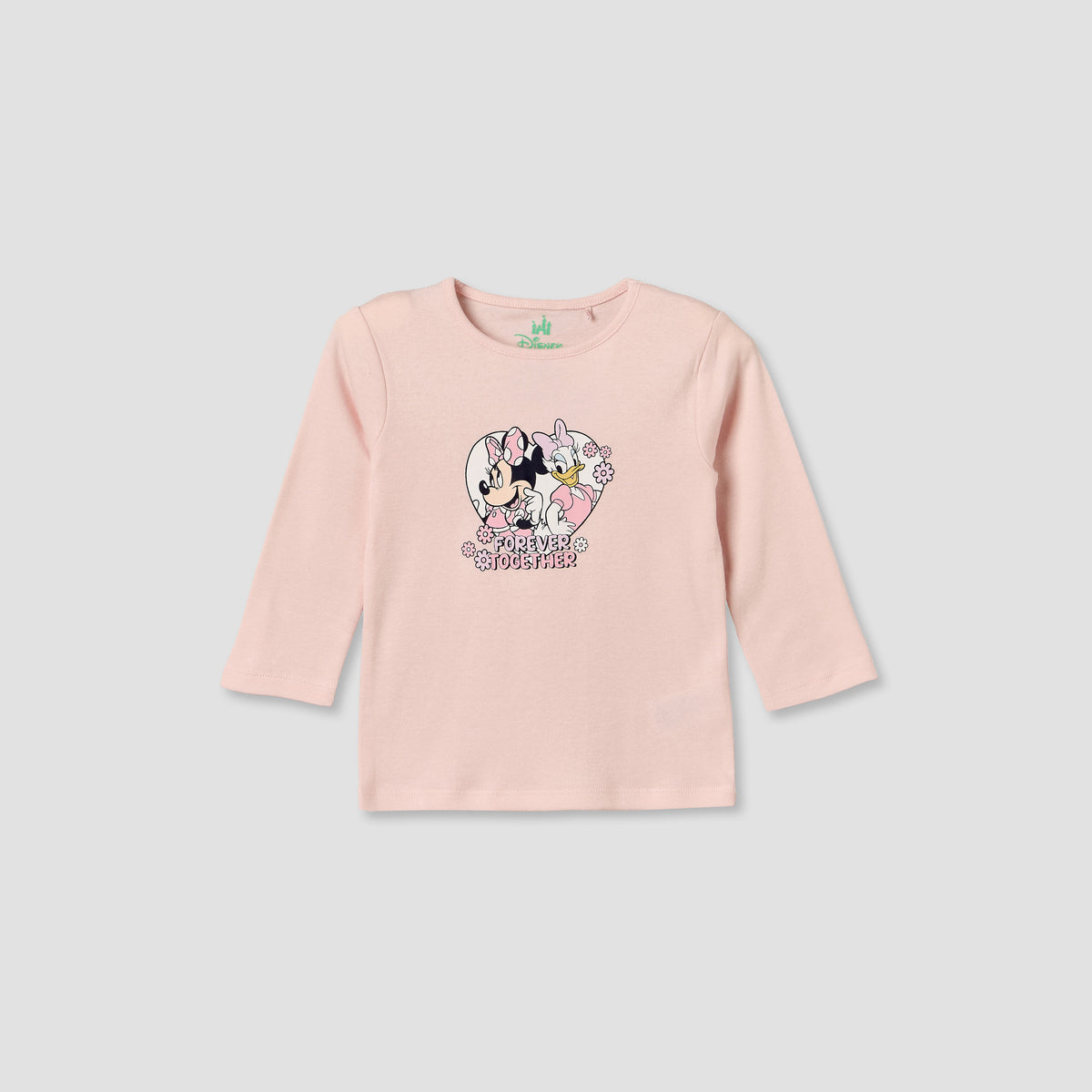Pack of 2 Disney Cotton Crew Neck Long Sleeves Pyjama Set with Minnie Mouse and Daisy Duck Print