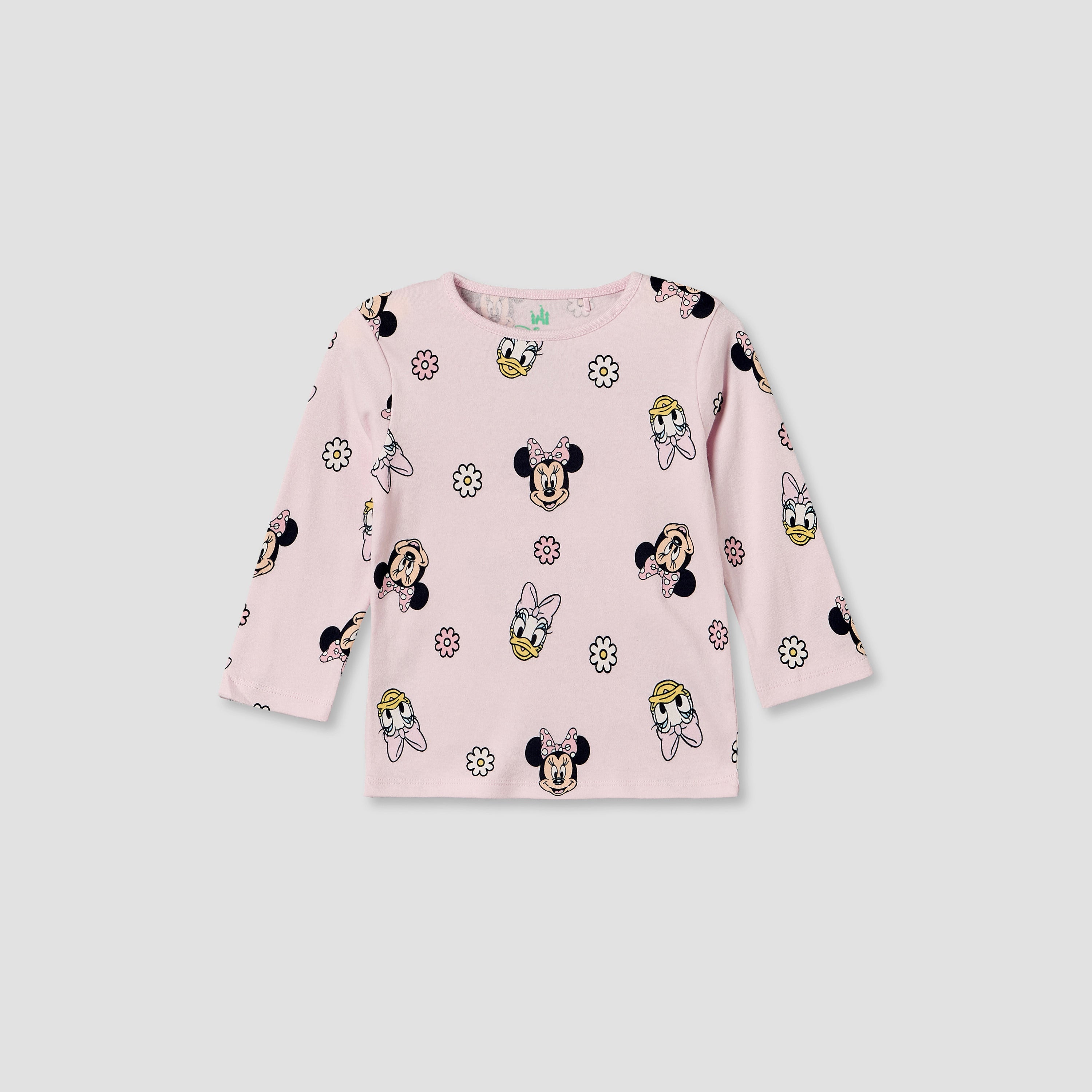 Pack of 2 Disney Cotton Crew Neck Long Sleeves Pyjama Set with Minnie Mouse and Daisy Duck Print