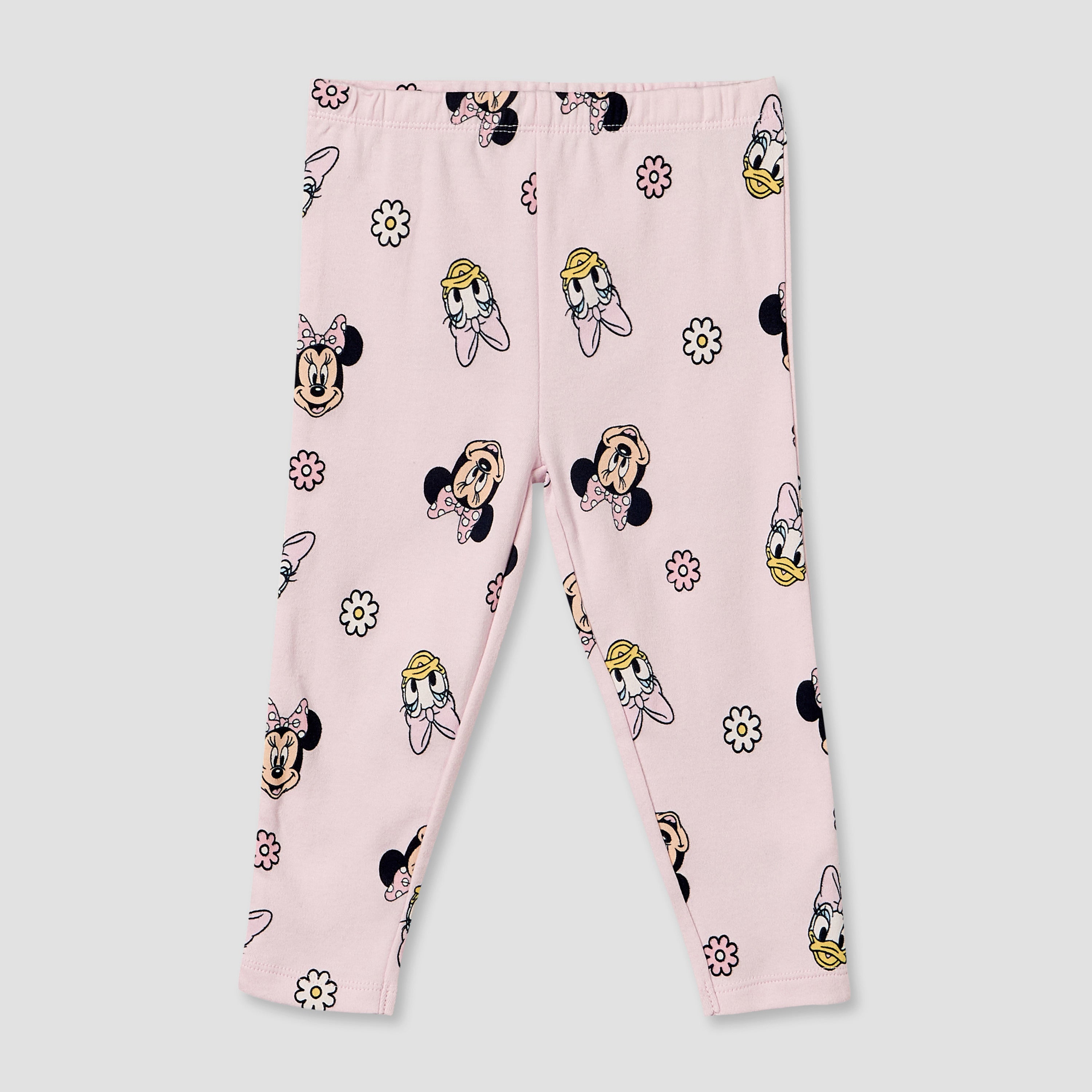 Pack of 2 Disney Cotton Crew Neck Long Sleeves Pyjama Set with Minnie Mouse and Daisy Duck Print