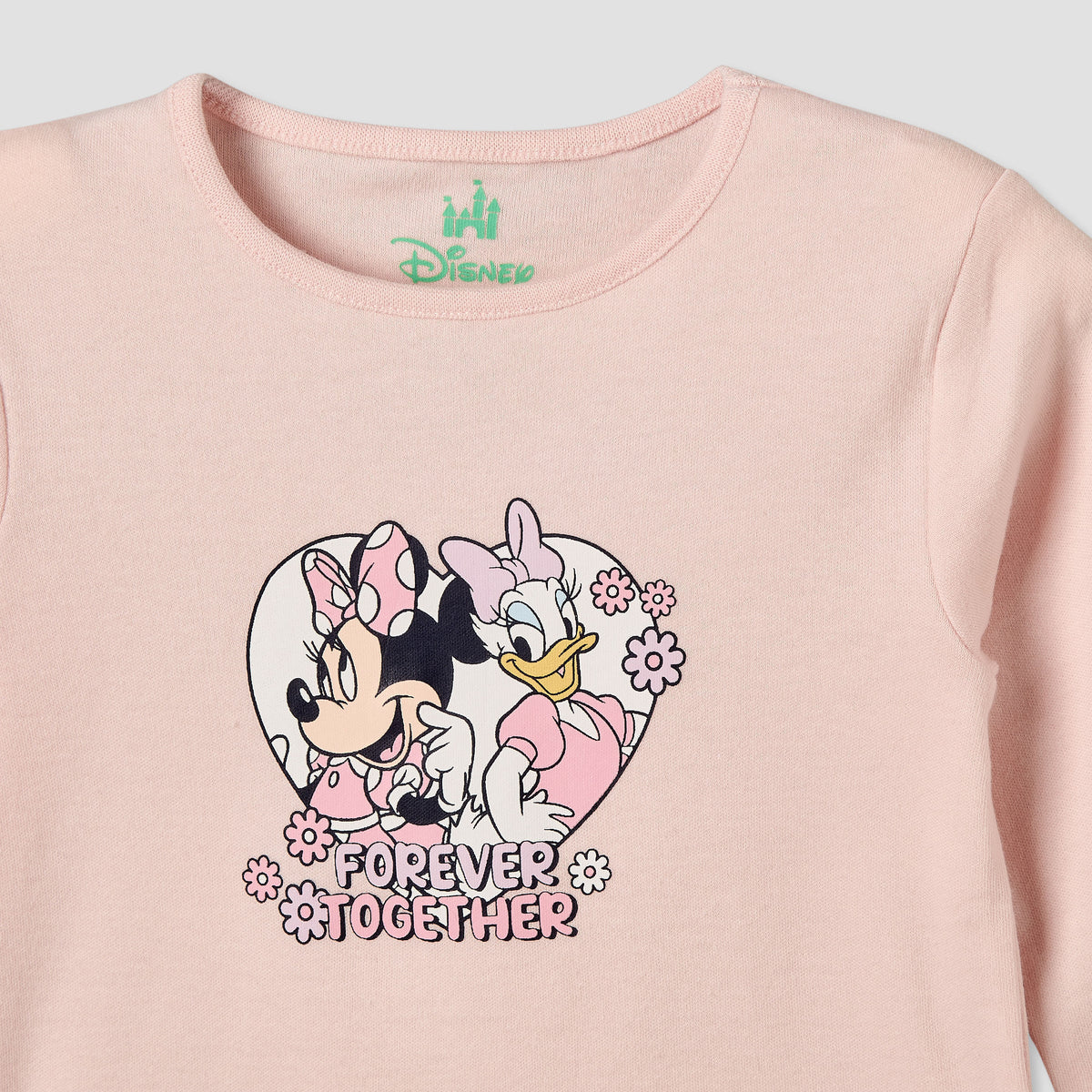 Pack of 2 Disney Cotton Crew Neck Long Sleeves Pyjama Set with Minnie Mouse and Daisy Duck Print