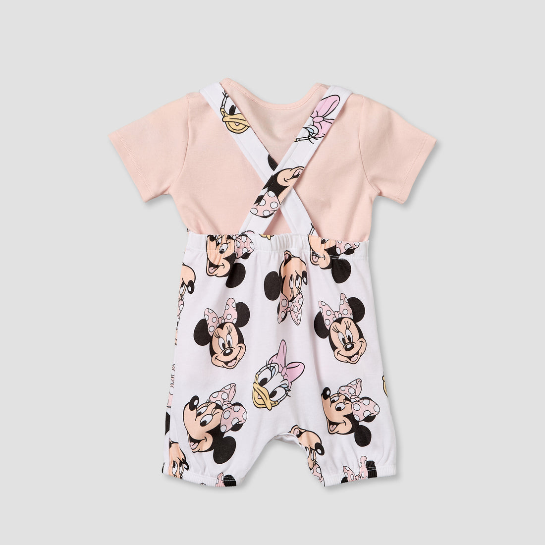 Disney Crew Neck Short Sleeves T-shirt and Dungaree Set with Minnie Mouse and Daisy Duck Print