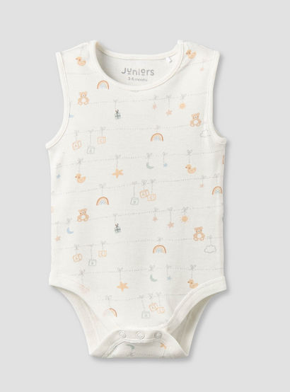 Pack of 3 Juniors Round Neck Sleeveless Bodysuit with Snap Button Closure-baby-girls-clothing-bodysuits-image-3